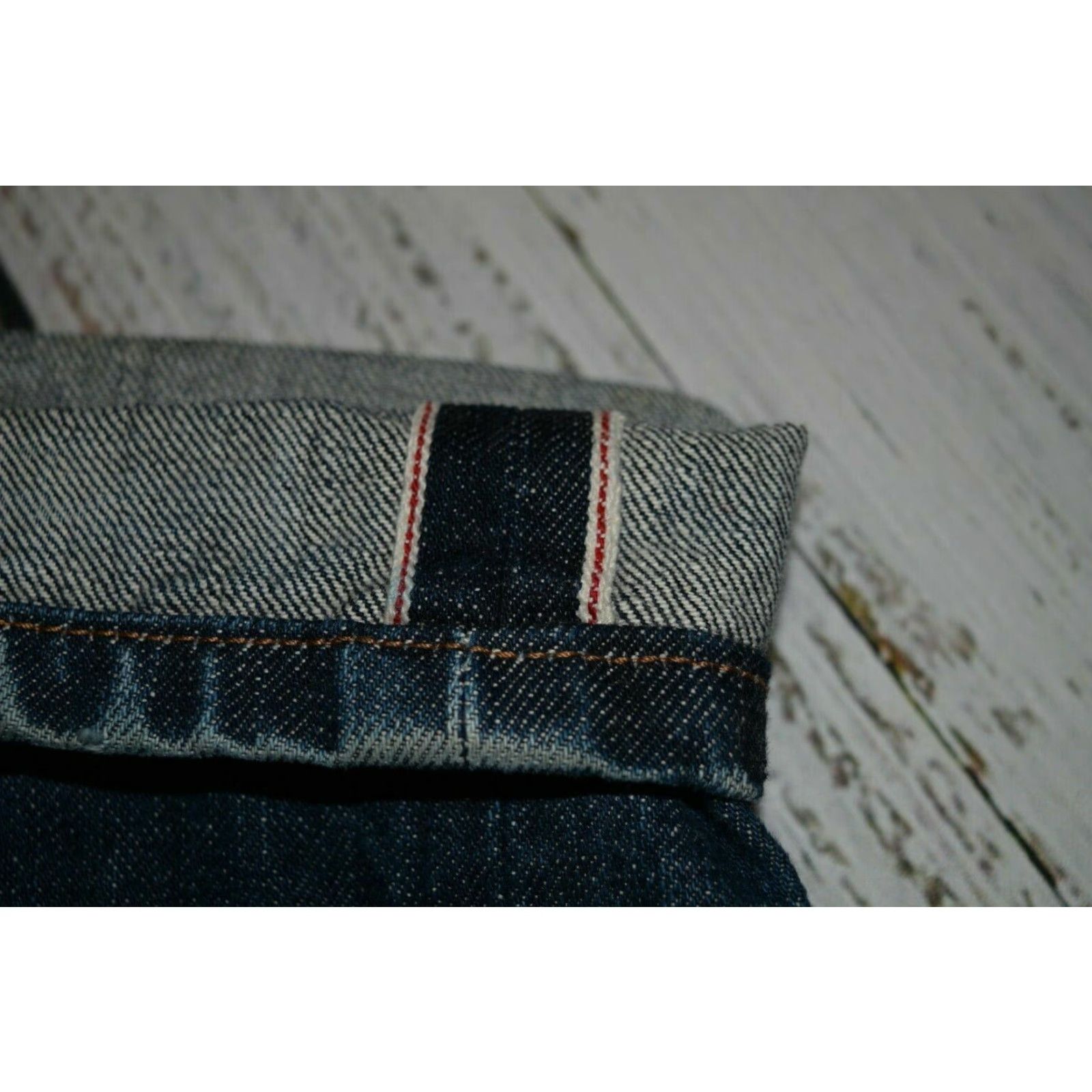 Denime Todd Shelton Mens Tapered Fit Jeans Medium Wash 35x27.5 Selvedge Cotton Denim Size US 35 - 3 Thumbnail
