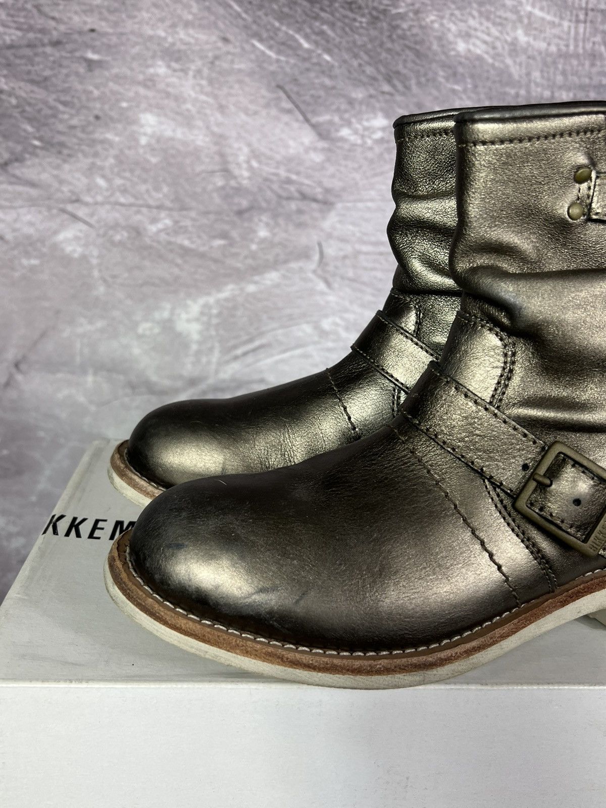 Dirk Bikkembergs Dirk Bikkembergs Archival Crumpled Gold Engineered Boots Size US 5 / EU 37 - 4 Thumbnail