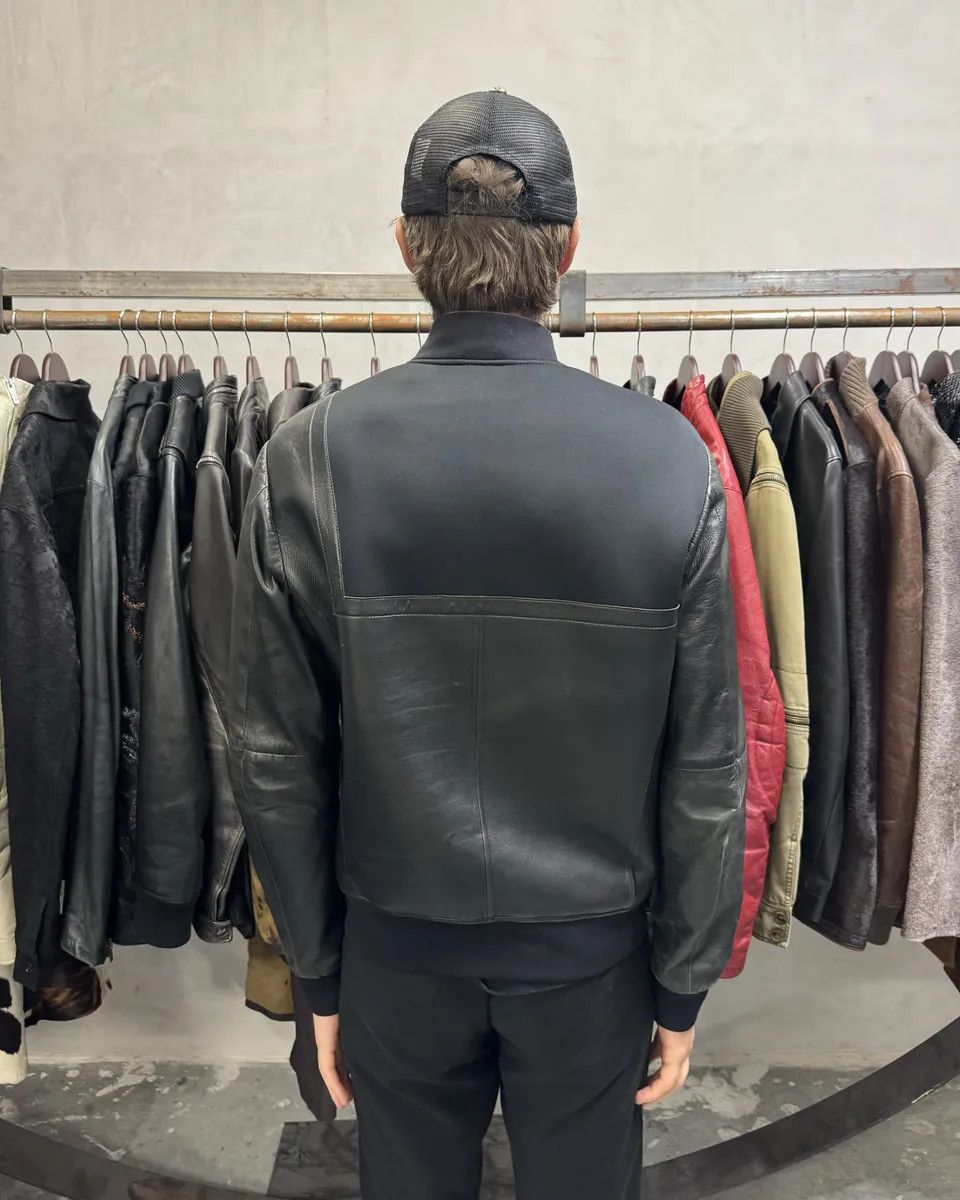 Emporio Armani × Vintage SS2014 Emporio Armani Black Pure Geometrical Leather Jacket Size US M / EU 48-50 / 2 - 4 Thumbnail