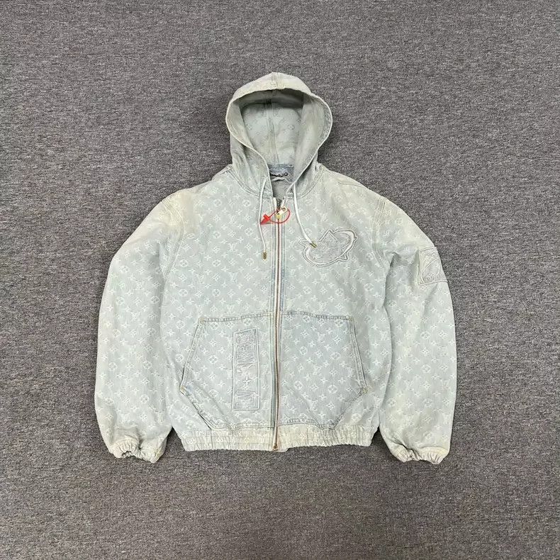 Louis Vuitton Louis Vuitton Full Logo Washed Zip Denim Hooded Jacket 2505 Size US L / EU 52-54 / 3 - 1 Thumbnail