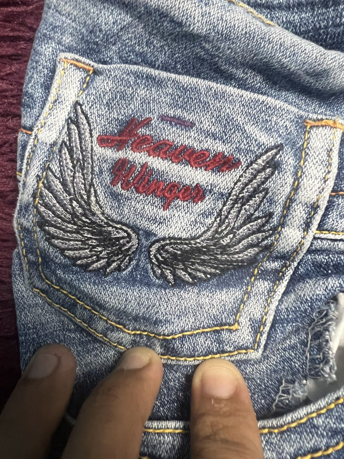 Hysteric Glamour Vintage Heaven Winger Embroidered Wing Bootcut Jeans (47) Size US 35 - 8 Thumbnail