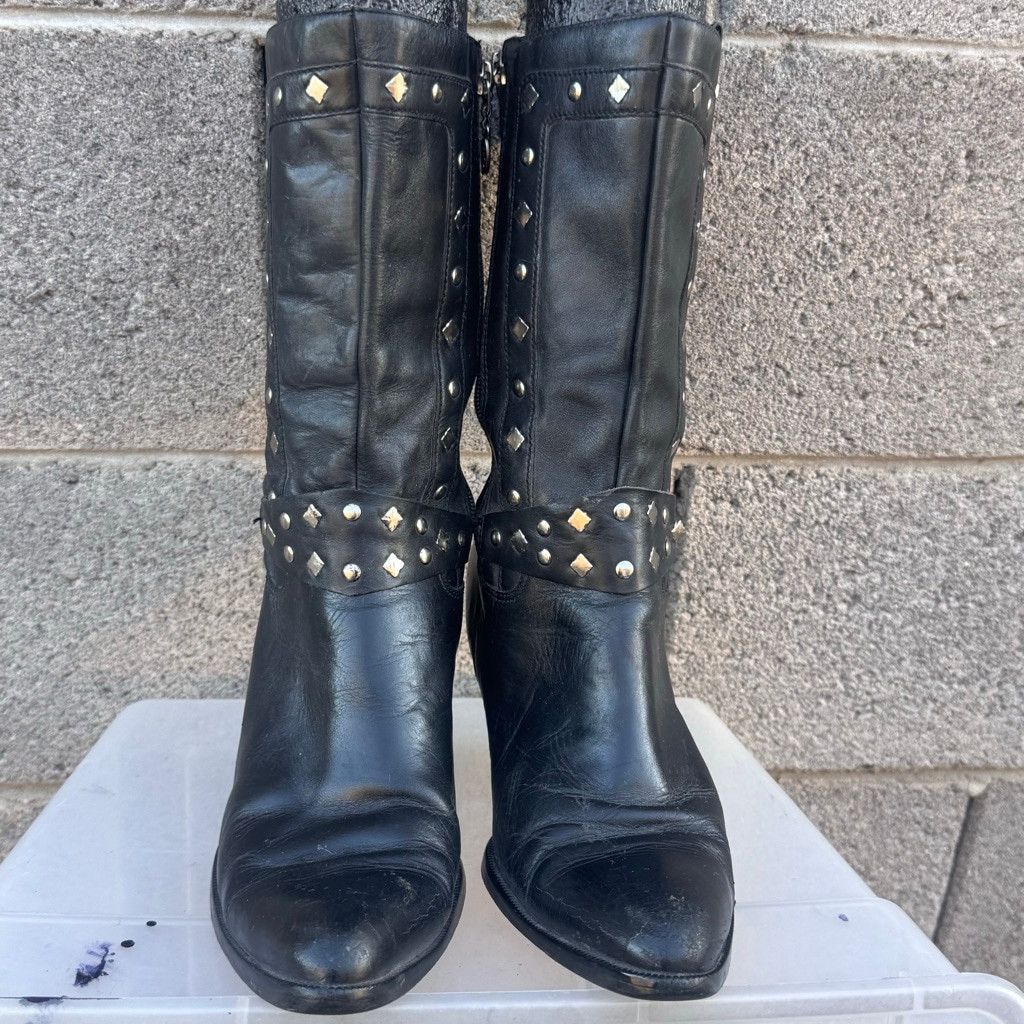 Harley Davidson Harley-Davidson Black Studded Heeled Boots Size 10 Size US 10 / IT 40 - 1 Thumbnail
