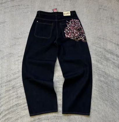 Other Y2K-inspired Cherry Blossom Embroidered Jeans Size US 35 - 2 Thumbnail