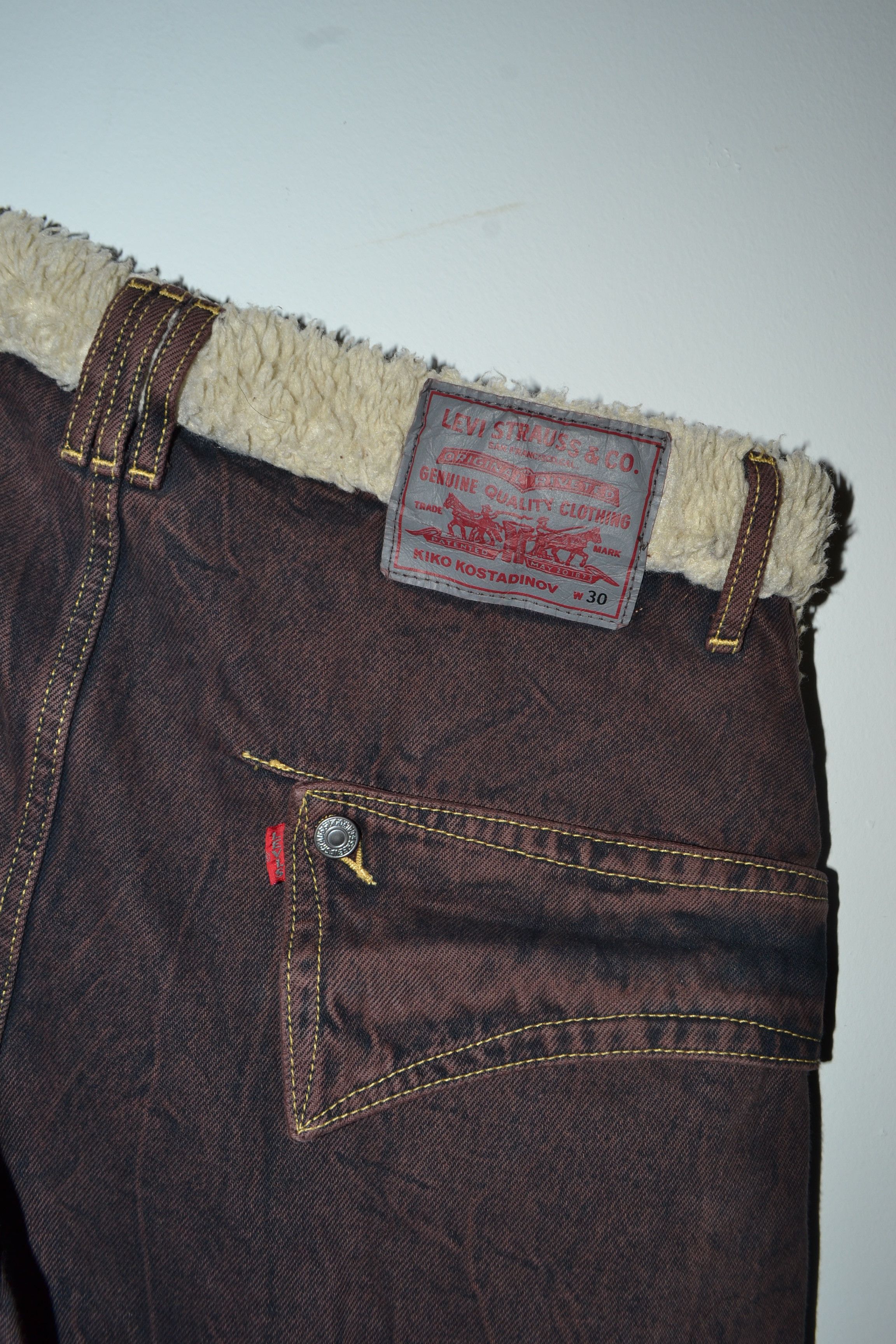 Kiko Kostadinov × Levi's 2024 Sherpa Trimmed Overdyed Jeans Size US 30 / EU 46 - 10 Thumbnail
