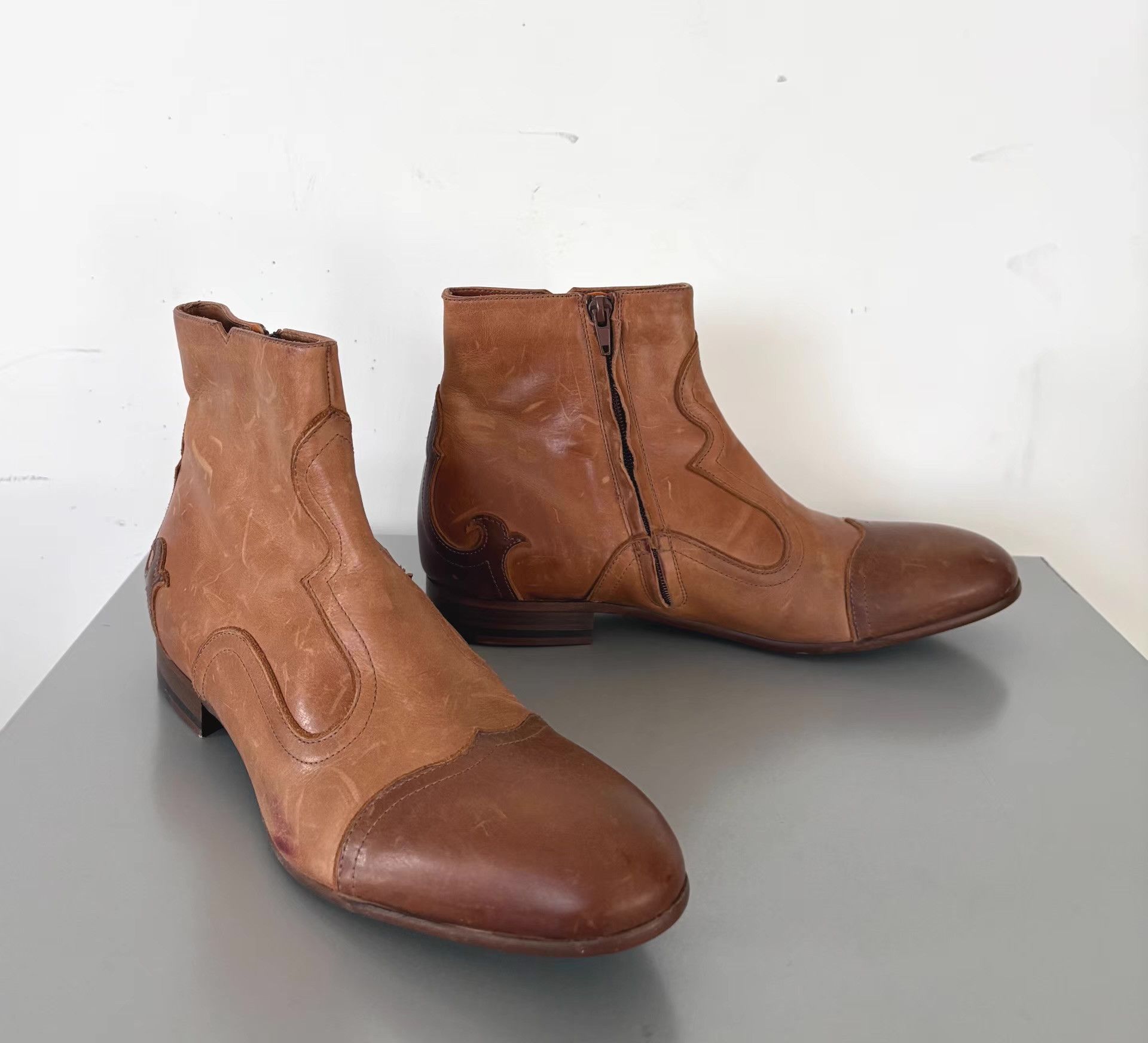 Etro Etro Men's Western Cowboy Ankle Boots Ｑ21 Size US 7 / EU 40 - 1 Thumbnail