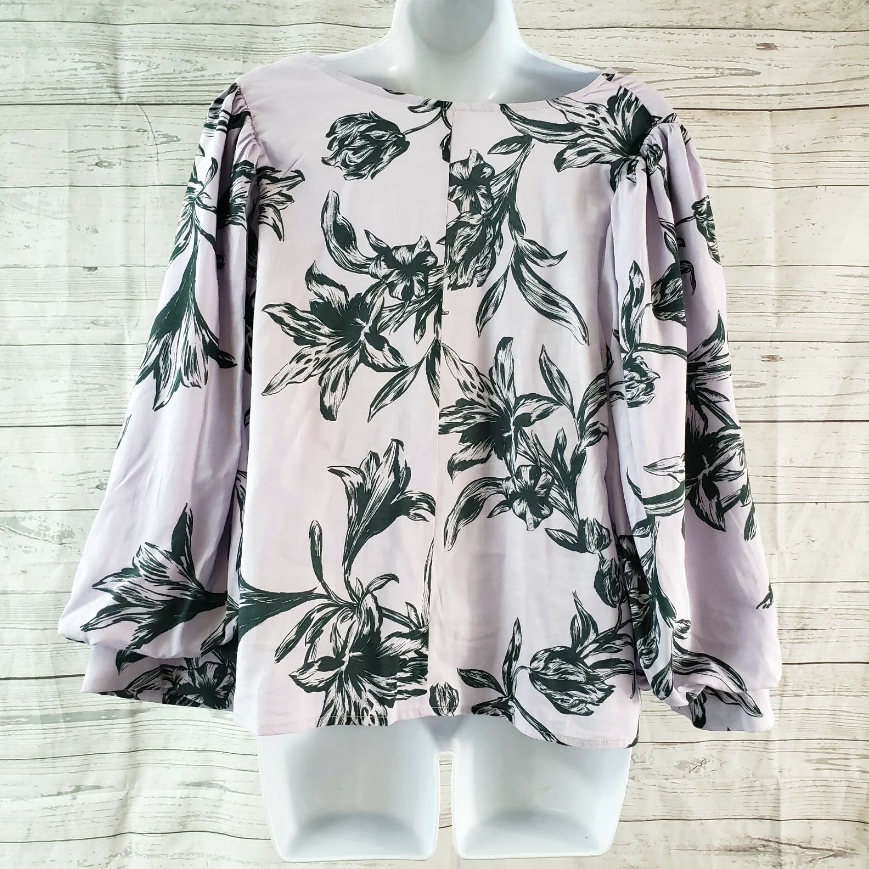 Vintage A New Day Womens Blouse Shirt XL Purple Floral Long Sleeve V-Neck Cotton Blend Size XL / US 12-14 / IT 48-50 - 4 Thumbnail