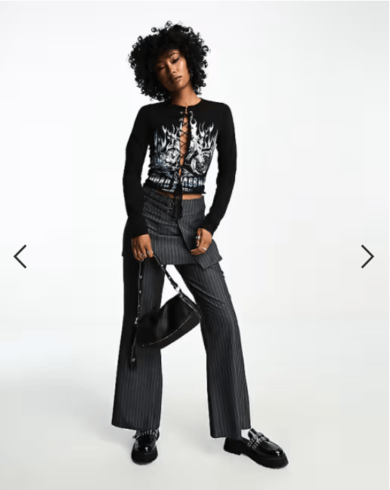 Asos × Vintage ASOS DESIGN Long sleeve top lace up and Rock Graphic Y2K Size US M / EU 48-50 / 2 - 2 Thumbnail