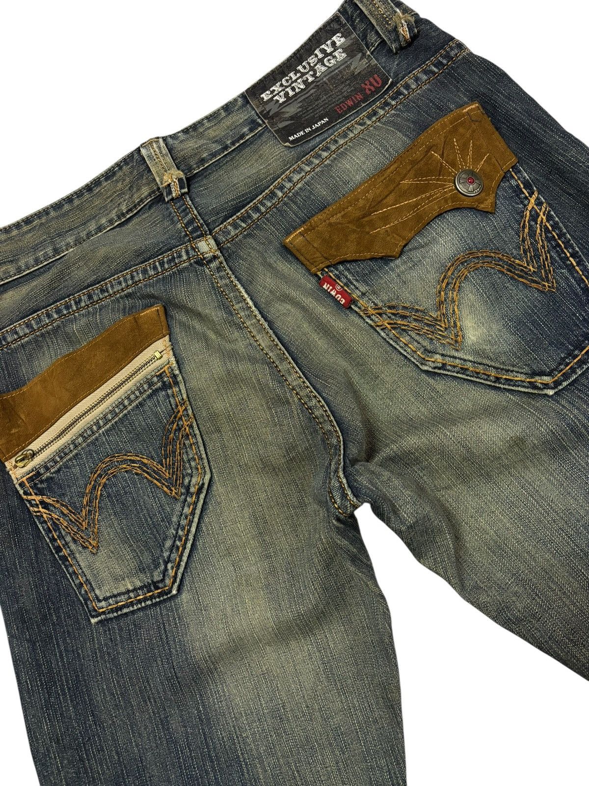 Edwin Vtg Edwin XV Japan Mud Washed Distressed Jeans Size US 34 / EU 50 - 6 Thumbnail