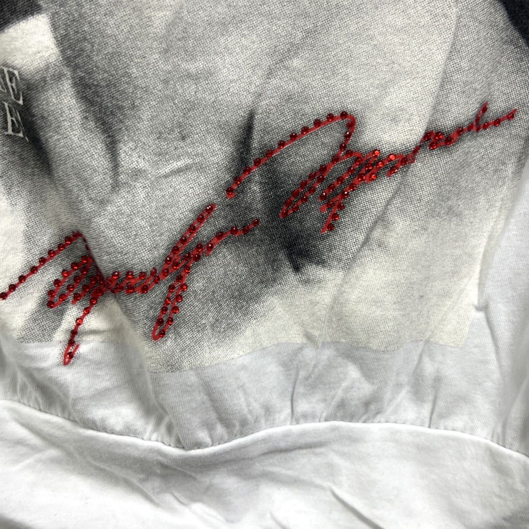 Vintage Marilyn Monroe Graphic Hoodie Women’s XS White Y2K Newspaper Print Rhinestone Size XS / US 0-2 / IT 36-38 - 5 Thumbnail