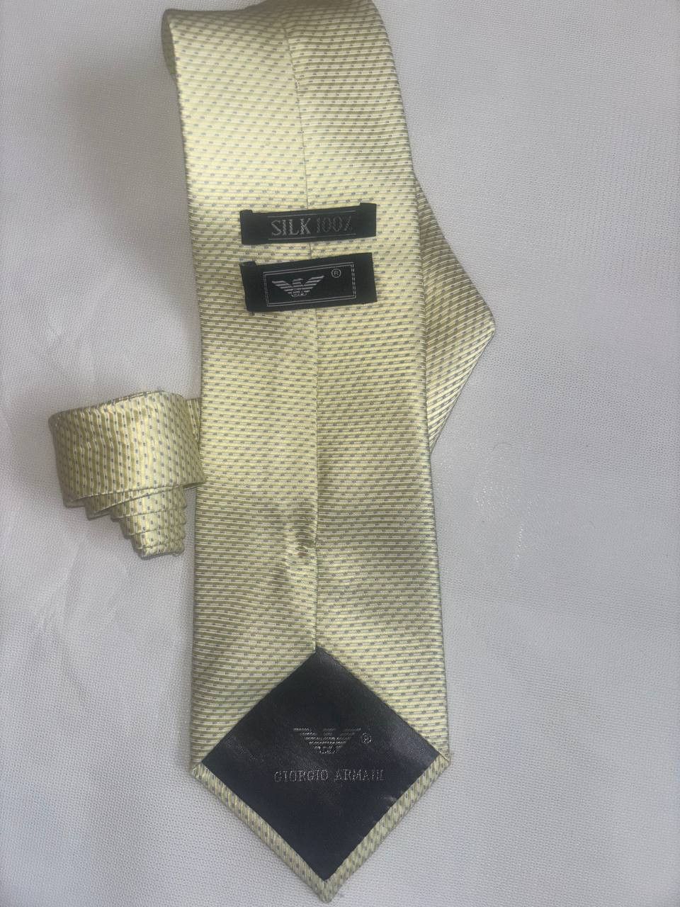 Giorgio Armani GIORGIO ARMANI 100% Silk Necktie tie yellow Made in Italy Size ONE SIZE - 14 Thumbnail