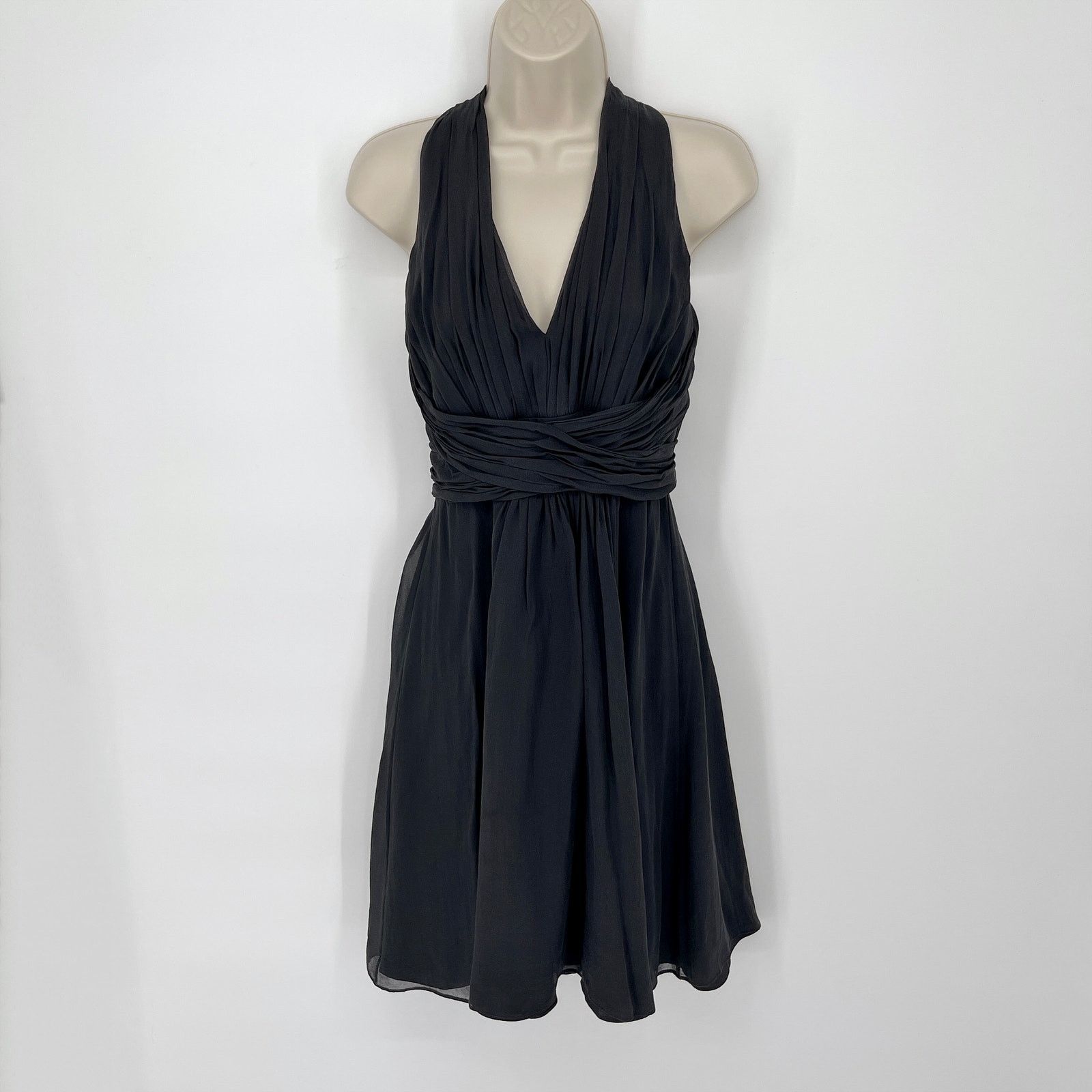 halter wrap dress ann taylor Silk Sleeveless Lined Neck 2 Black S6027