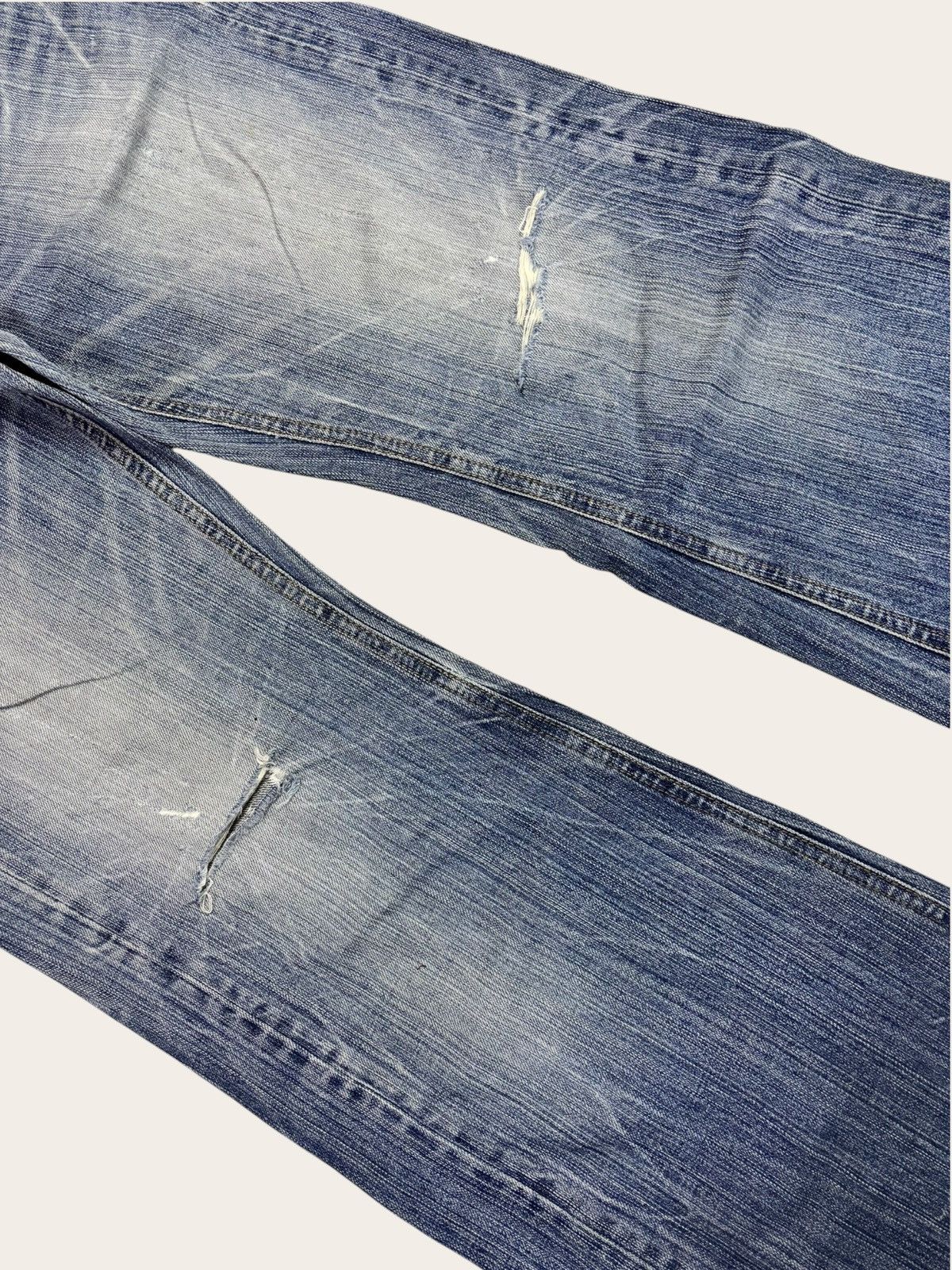 If Six Was Nine Japan Blue Way Grunge Faded Heavy Flared Jeans Size US 33 - 4 Thumbnail