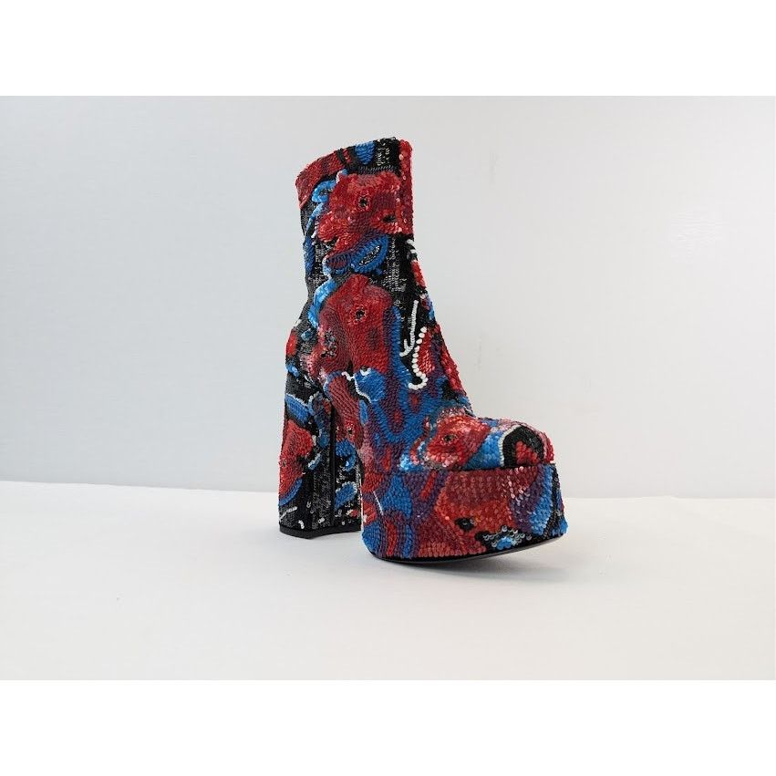 Saint Laurent Paris o1rshd1 Billy Sequence Embellished Platform Ankle Boots Size US 10 / IT 40 - 2 Thumbnail