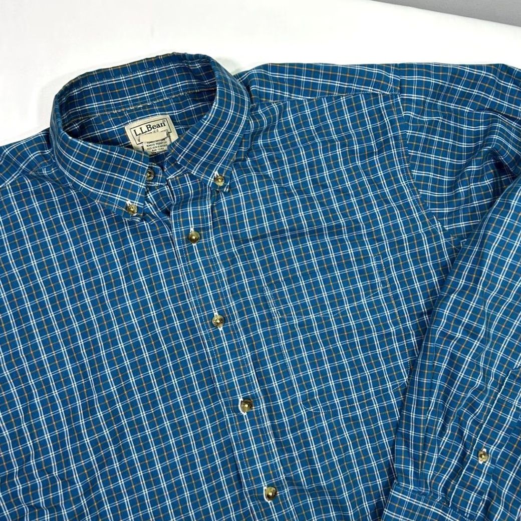 Vintage L.L.Bean Blue Plaid Button-Down Shirt Casual Long Sleeve Cotton Men's Lg Size US L / EU 52-54 / 3 - 3 Thumbnail