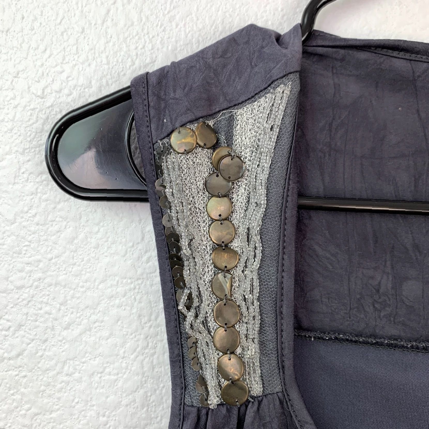Vintage Y2K Daytrip Women's Embellished Beaded Sleeveless Top XL Gray Bubble Hem Shirt Size XL / US 12-14 / IT 48-50 - 3 Thumbnail