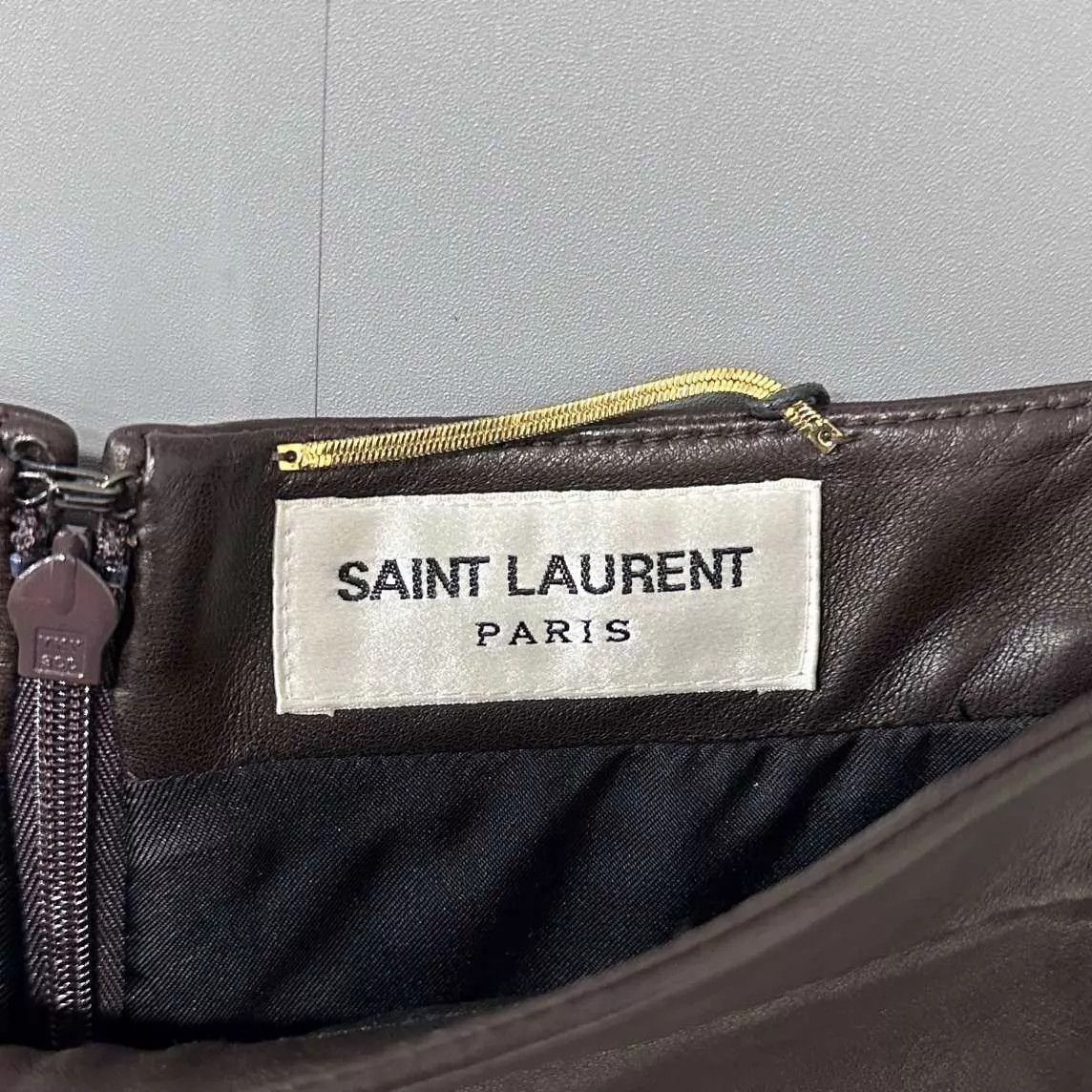 Saint Laurent Paris Saint Laurent Paris Women's Black Leather Skirt 36 Size 26" / US 2 / IT 38 - 4 Thumbnail