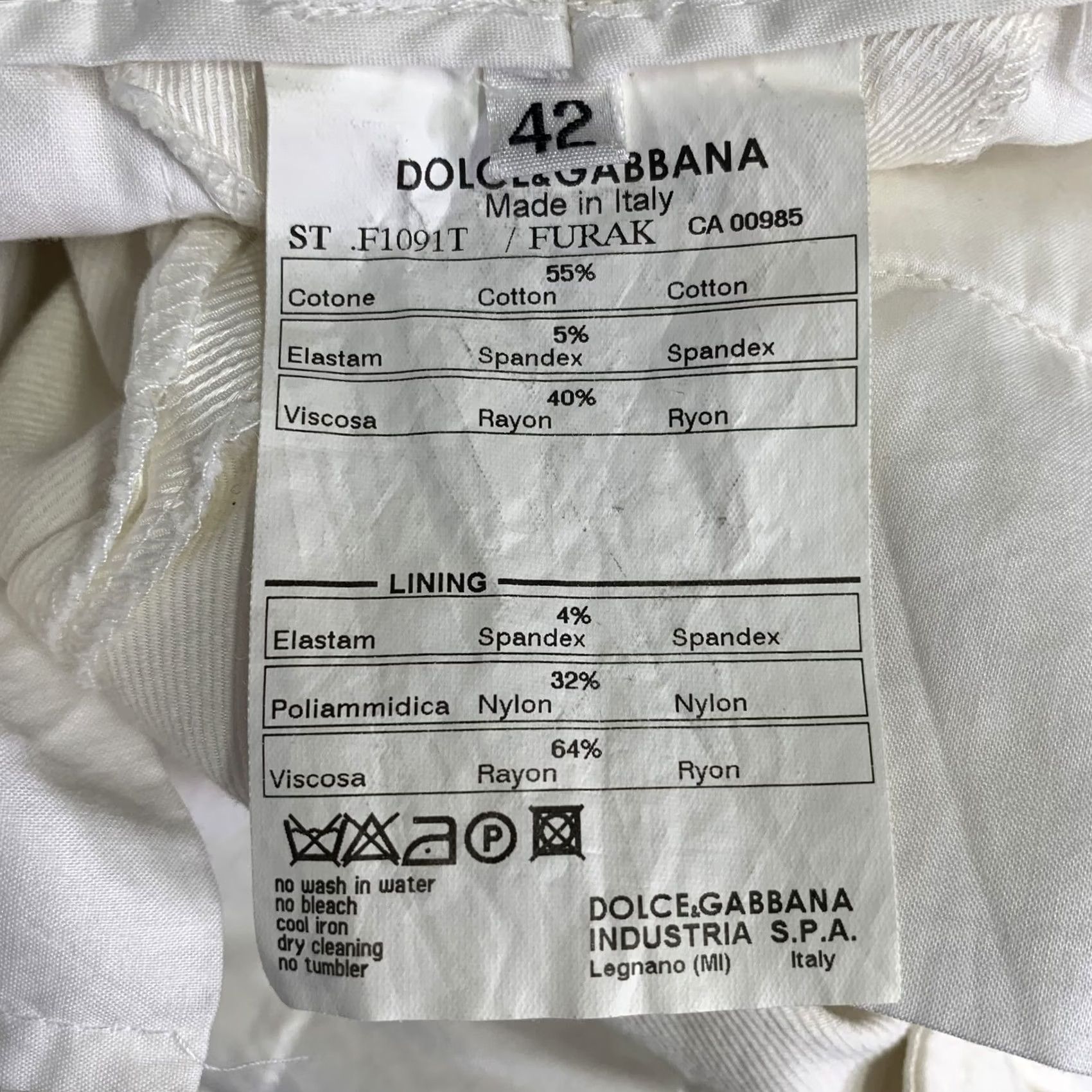 Dolce & Gabbana DOLCE & GABBANA Size 6 White Cotton Blend Twill Flat Front Pants Women Casual Flat Front Twill White 6 IT 42 Mens Womens Boys Girls Size 28" / US 6 / IT 42 - 7 Thumbnail