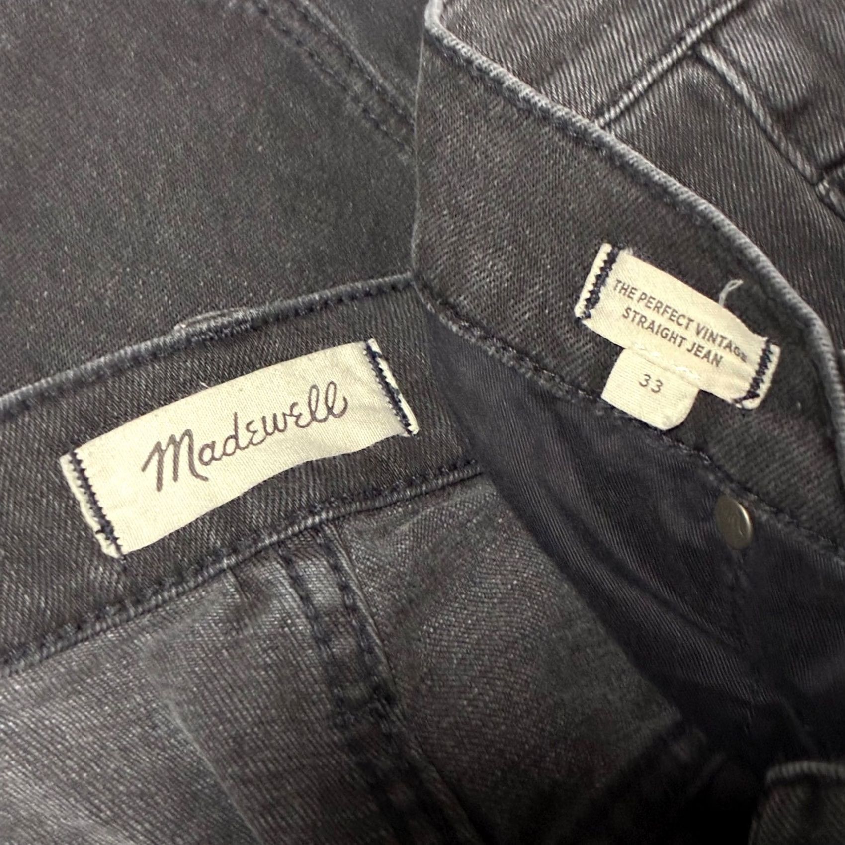 Madewell Madewell The Perfect Vintage Straight Jean Black Women's 33 Jeans 5-Pocket Denim High Rise Slit Stretch 90s Vintage Style Size 24" / US 00 / IT 34 - 6 Thumbnail