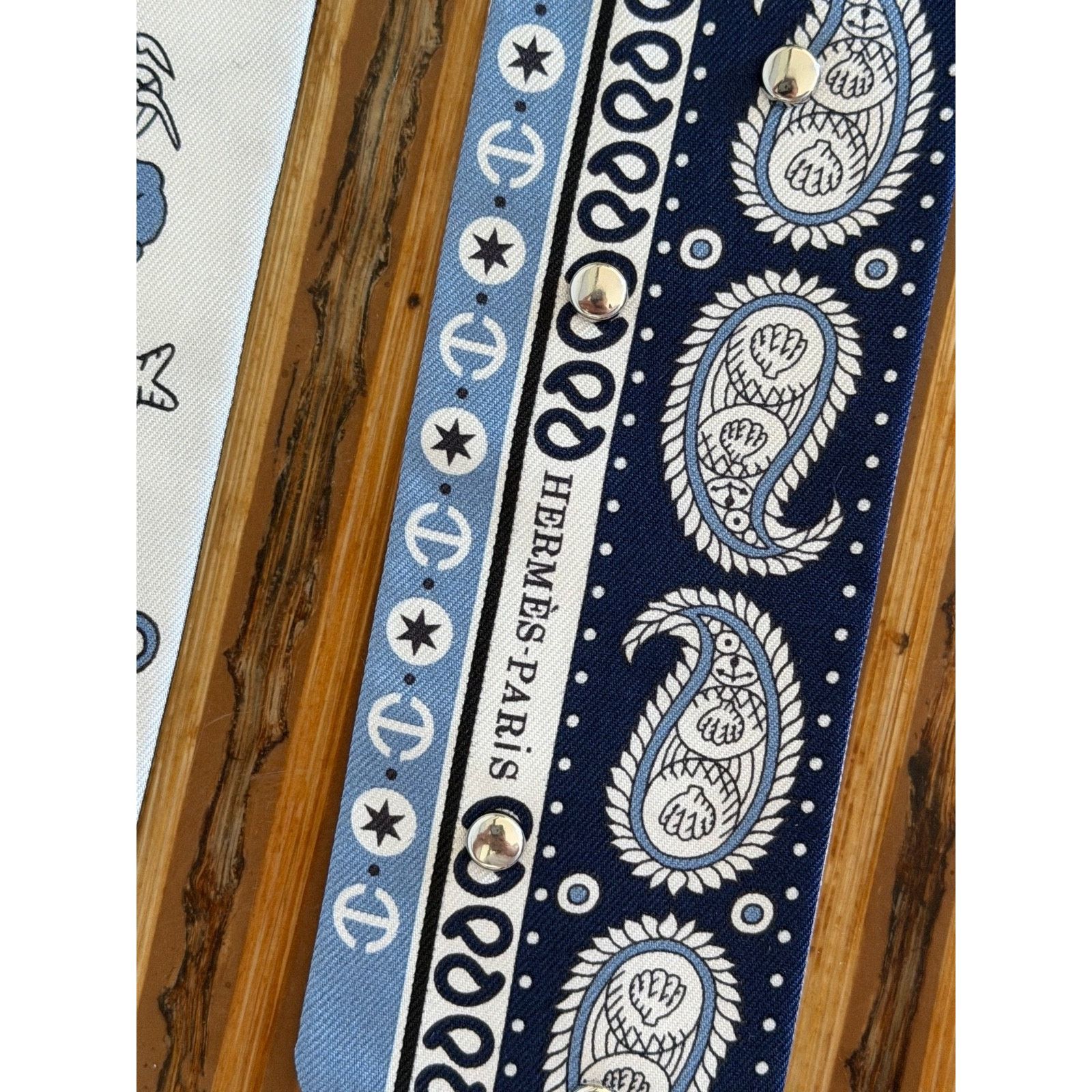 Hermes Hermes Scarf Twilly Tatouages Marins Bandana Silk Blue Jean Size ONE SIZE - 15 Thumbnail