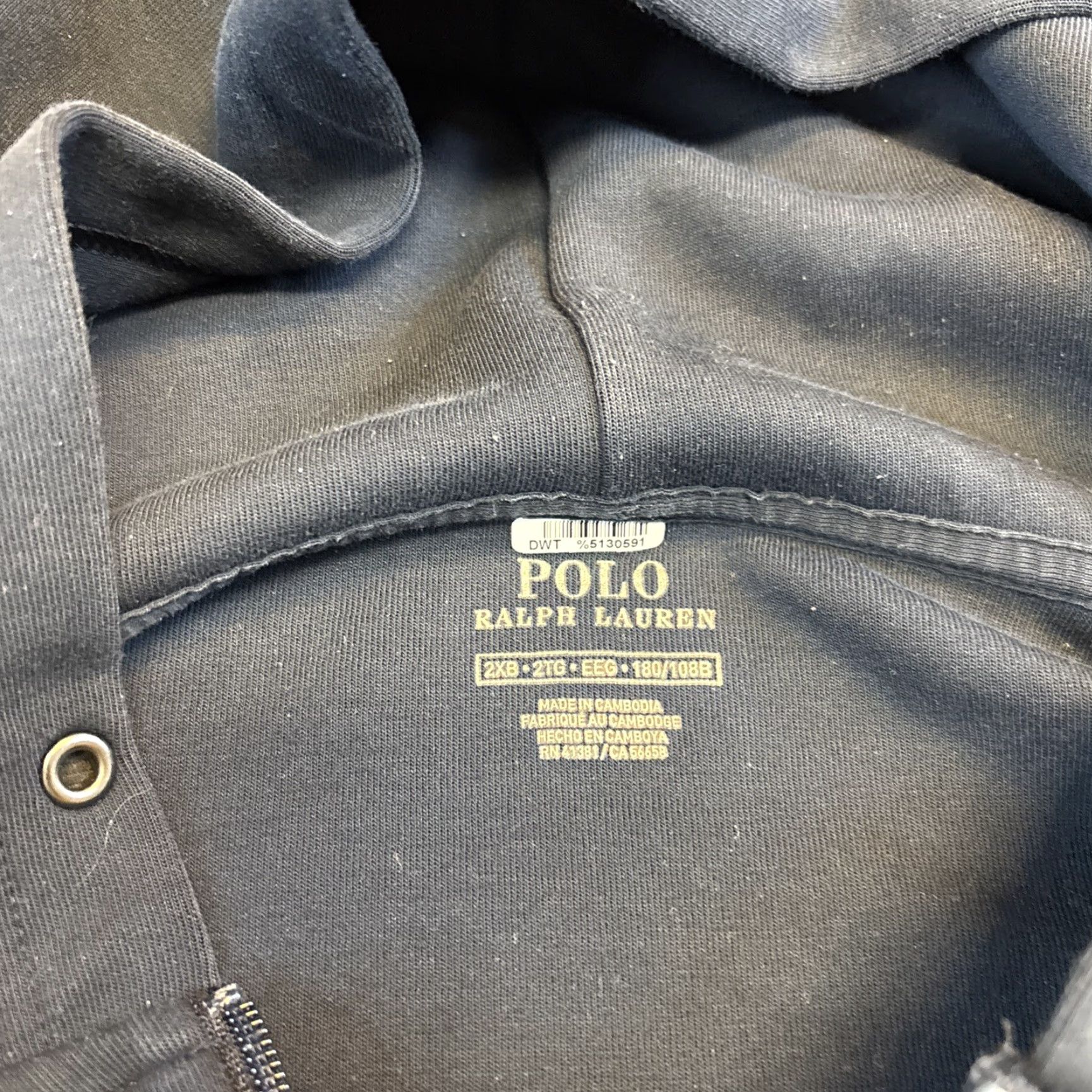 Polo Ralph Lauren VINTAGE Polo Ralph Lauren Hoodie Full Zip Navy Blue 2XL Big & Tall Men Zipper Hooded Pockets Embroidered Logo Cotton Blend Size US XXL / EU 58 / 5 - 3 Thumbnail