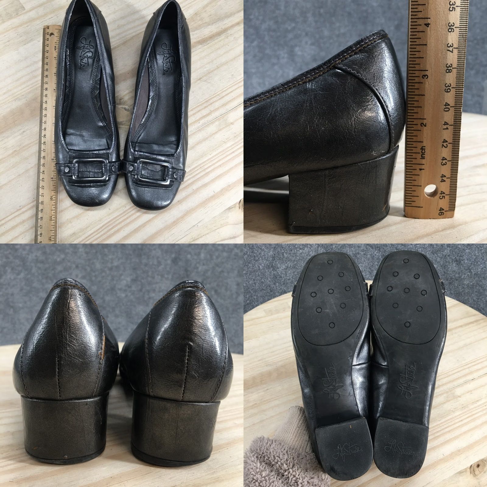 Vintage LifeStride Heels Womens 9 M Lynx Slip On Metallic Pumps Gray Faux Leather Casual Pump Womens Shoes Mens Womens Size US 9 / IT 39 - 8 Thumbnail