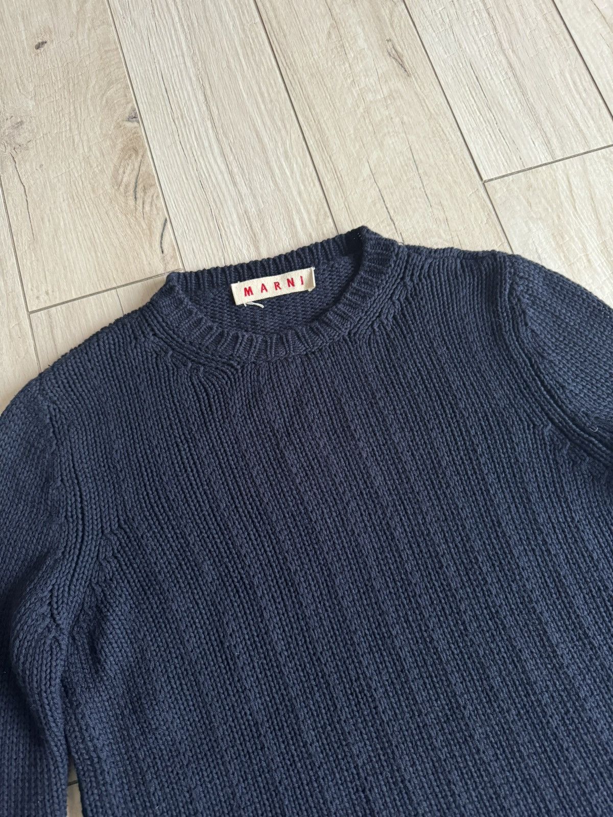 Marni Marni Dark Navy Cable Knit Wool Sweater Size US M / EU 48-50 / 2 - 10 Thumbnail
