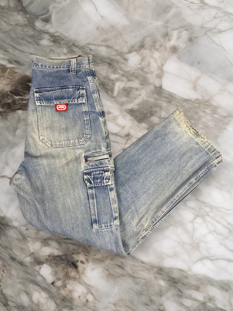Ecko Unltd. vintage 90s ecko function baggy cargo denim nice design Size US 31 - 1 Thumbnail