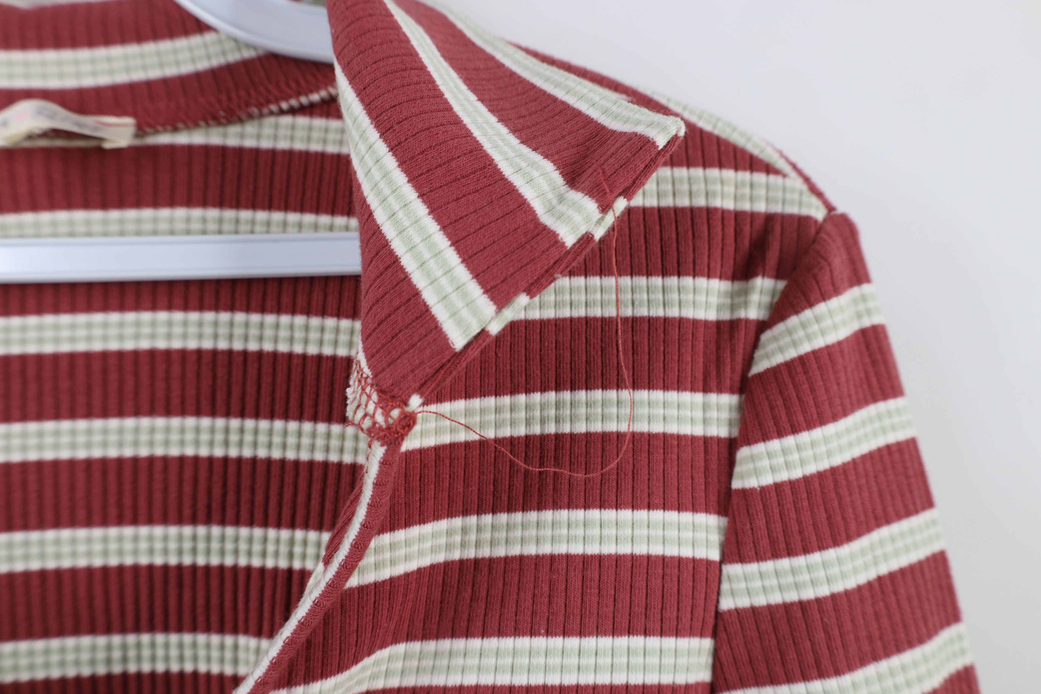Vintage Vintage Y2K Babydoll Ribbed Knit Polo Shirt Striped USA Size L / US 10 / IT 46 - 4 Thumbnail