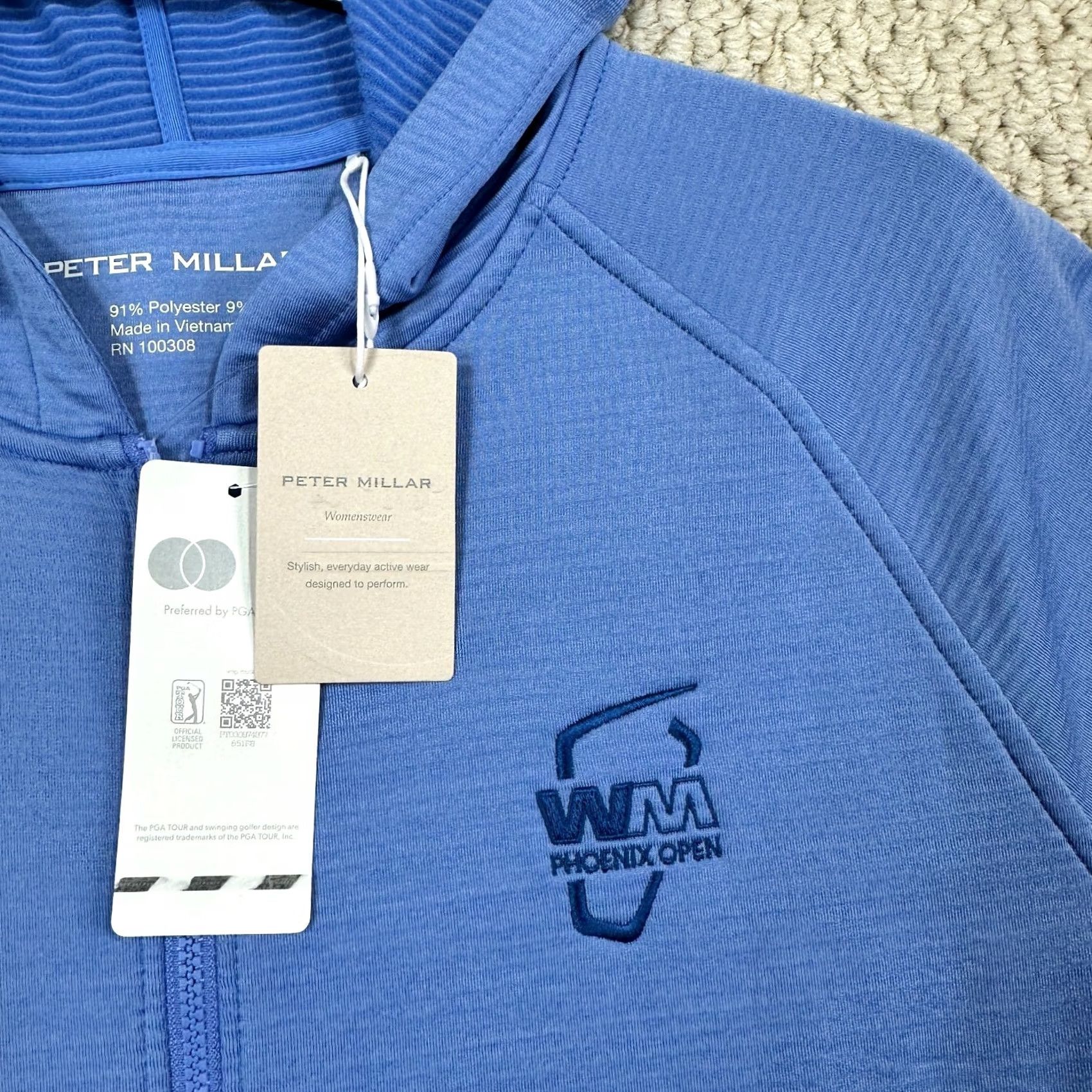 Peter Millar Peter Millar Women L Blue Performance Hoodie Full Zip Logo Size L / US 10 / IT 46 - 6 Thumbnail