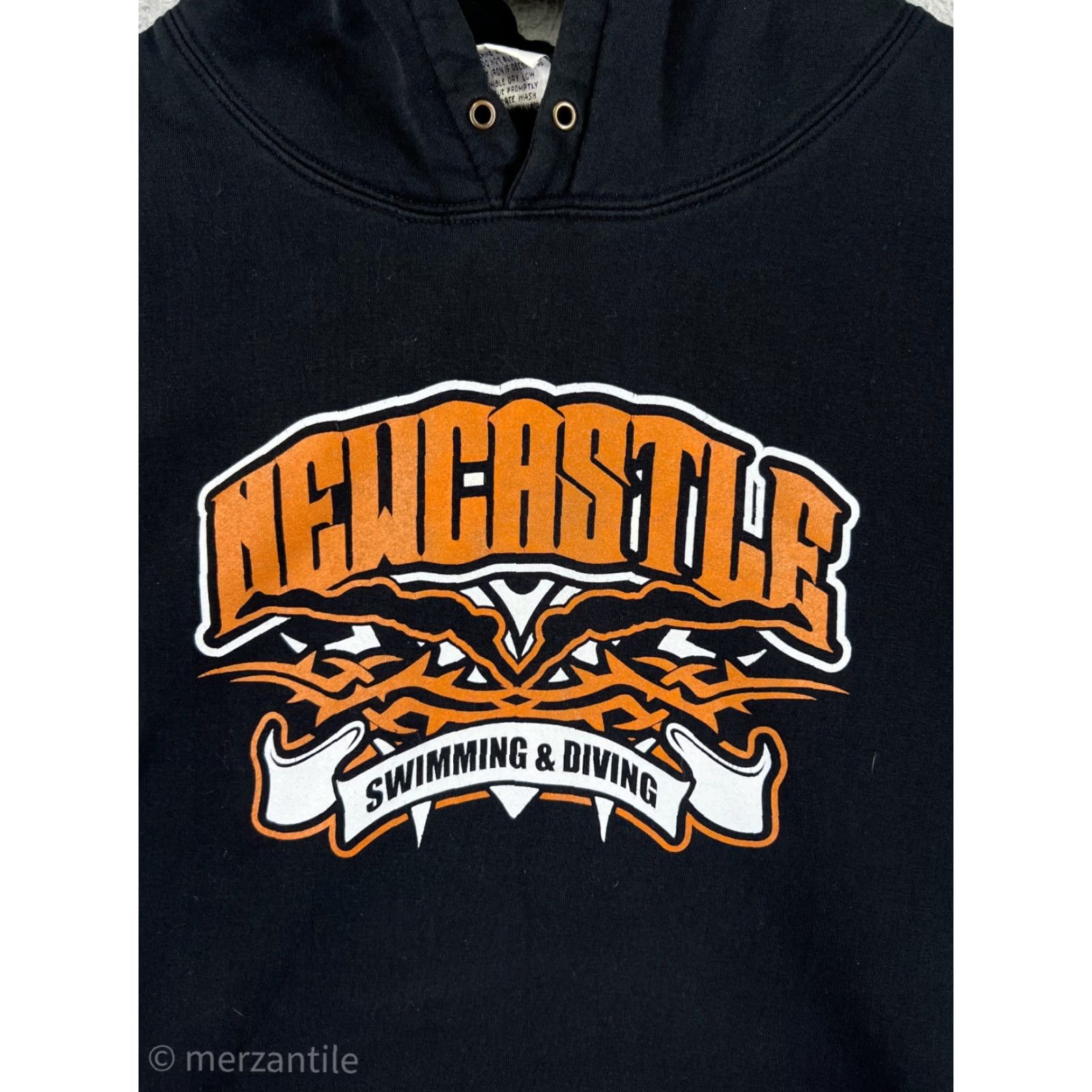 Vintage New Castle Hoodie Mens Sweater 3XL Black Cotton Jersey Knit Pullover Hooded Casual All Seasons Size US XXL / EU 58 / 5 - 3 Thumbnail