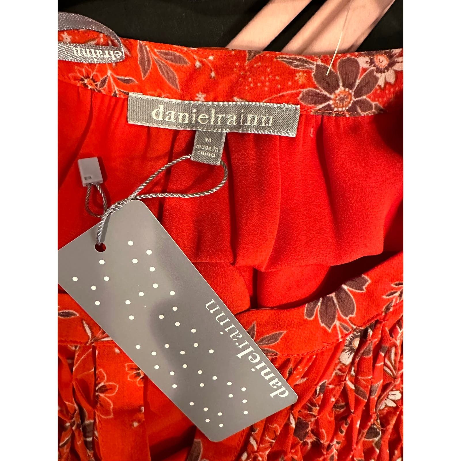 Other Danielle Rainn Pleated Collar Floral Blouse Red/Orange M Size M / US 6-8 / IT 42-44 - 9 Thumbnail