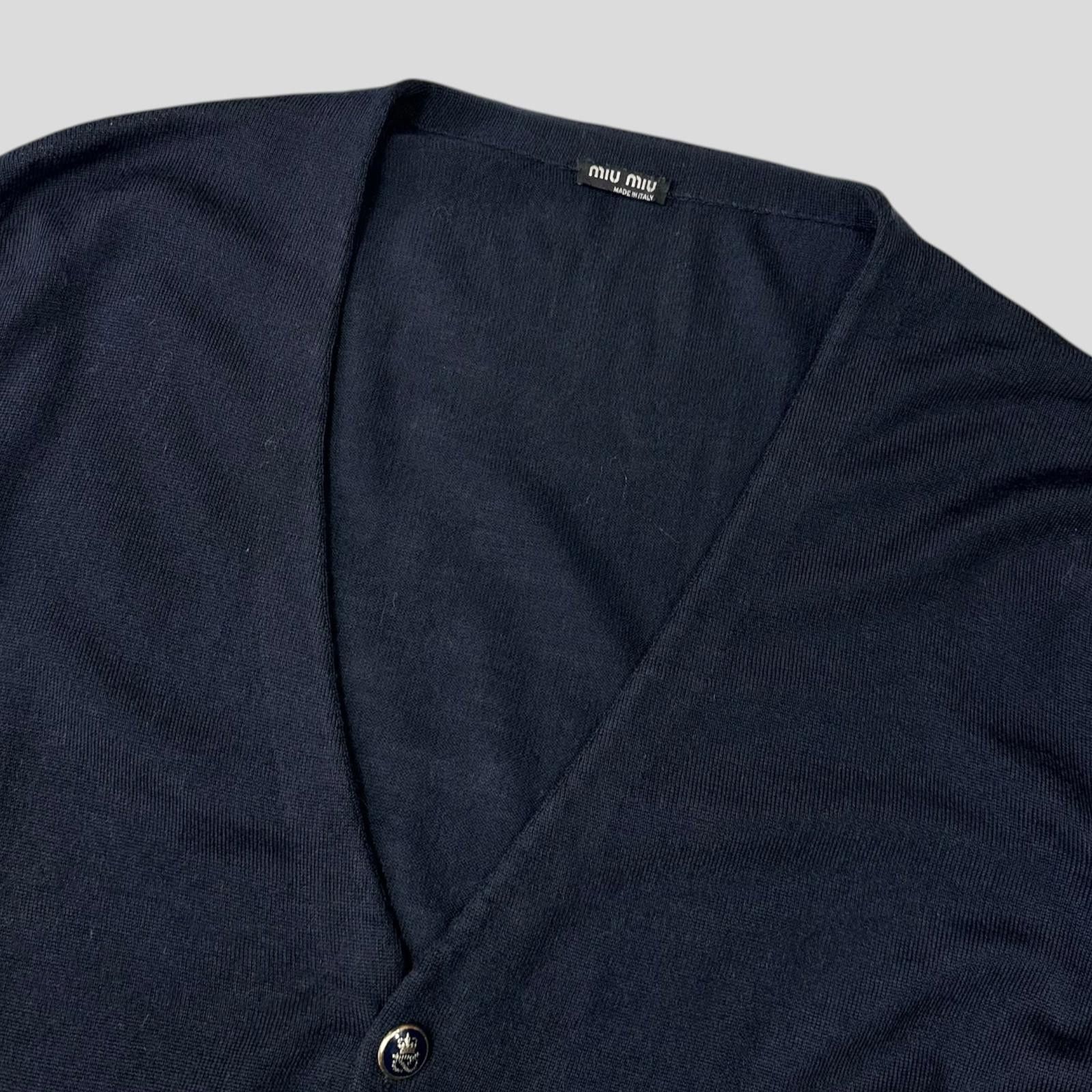 Miu Miu Miu Miu 00’s Crest Buttoned Navy Wool Cardigan - S/M Size US M / EU 48-50 / 2 - 3 Thumbnail