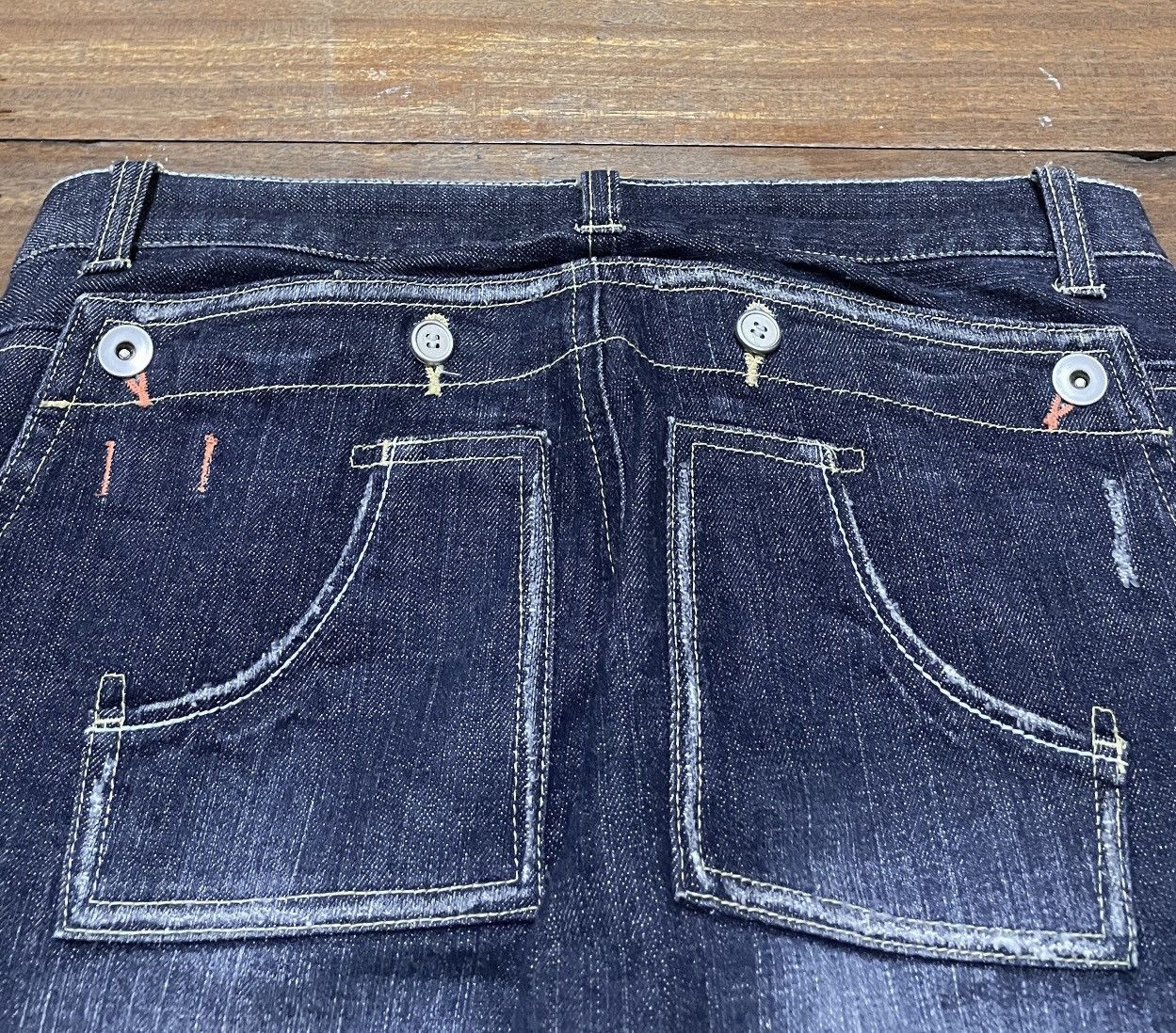 Le Grande Bleu (L.G.B.) Rare Design Vintage Japanese Brand Tip Top Jeans 1990s Size US 31 - 4 Thumbnail
