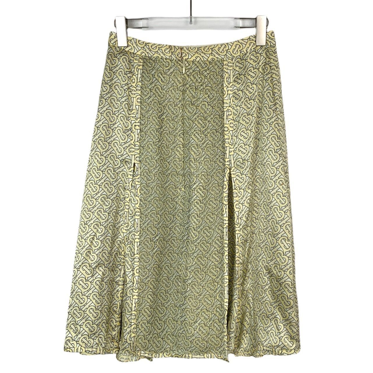 Burberry Burberry Womens Logo Print Silk Skirt Light Yellow Multi-Pan Size 38" / US 16 / IT 52 - 6 Thumbnail