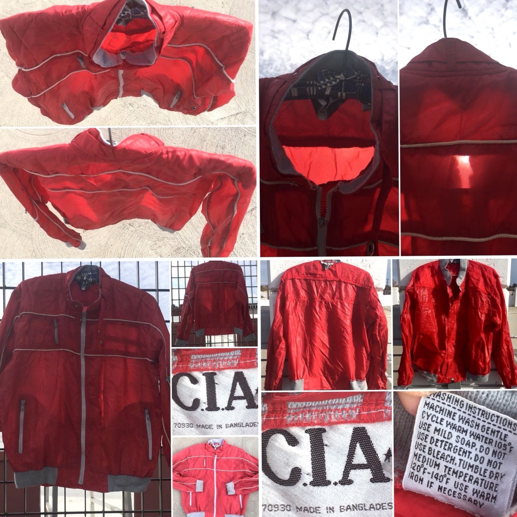 Vintage VINTAGE C.I.A. Jacket Windbreaker Red Nylon Racing 80s L XL RN 70930 Size US L / EU 52-54 / 3 - 4 Thumbnail