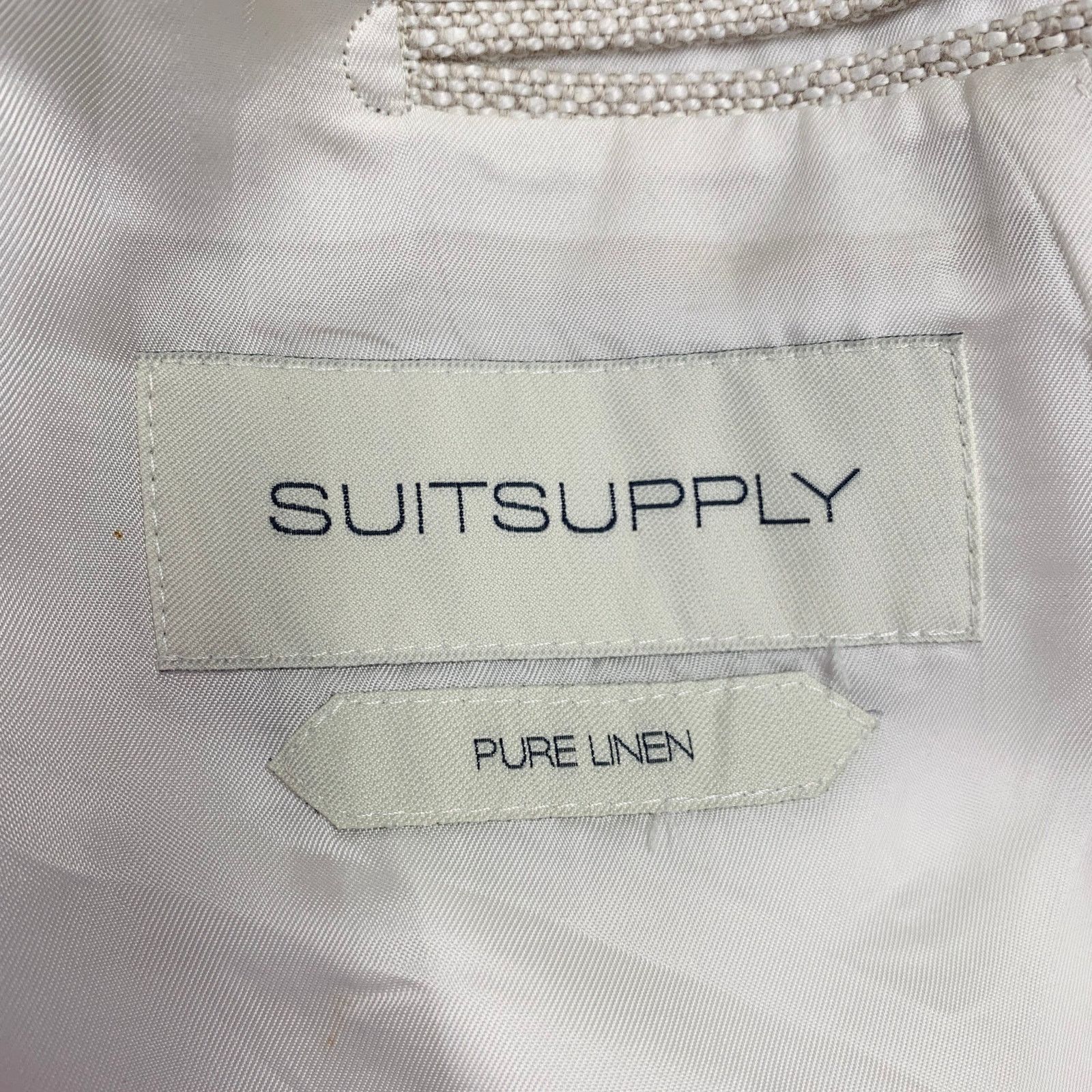 Suitsupply Beige Stone Woven Linen Double Breasted Peak Lapel Coat Size US XL / EU 56 / 4 - 9 Thumbnail
