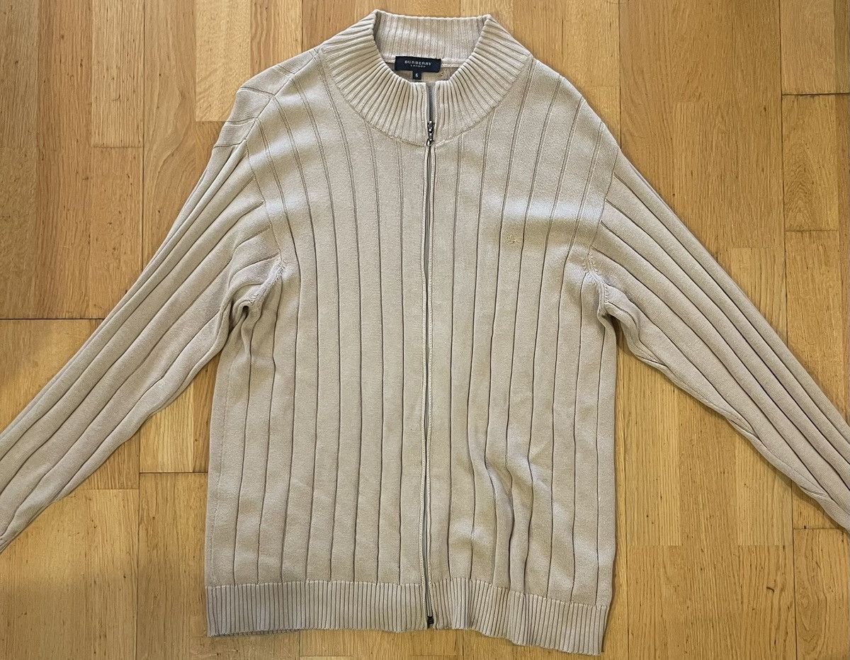 Burberry Burberry London Beige Ribbed Zip-Up Sweater - Size 6 Size US L / EU 52-54 / 3 - 4 Thumbnail