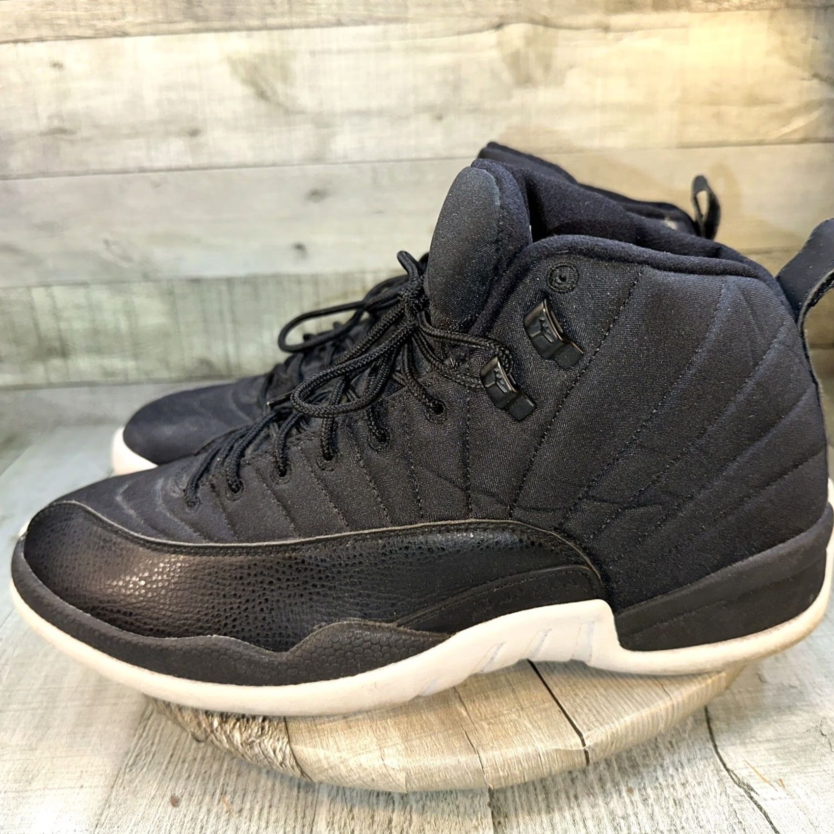 Jordan Brand US Men’s 11.5 Nike Air Jordan 12 Retro Nylon Leather Waterproof Neoprene Sneaker Black Size US 12 / EU 45 - 4 Thumbnail