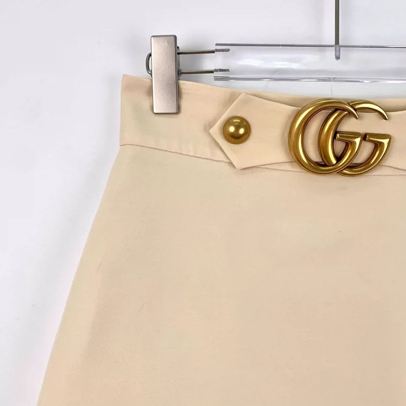 Gucci Gucci Beige double G gold buckle wool A-line skirt 2504-Nex Size 26" / US 2 / IT 38 - 3 Thumbnail