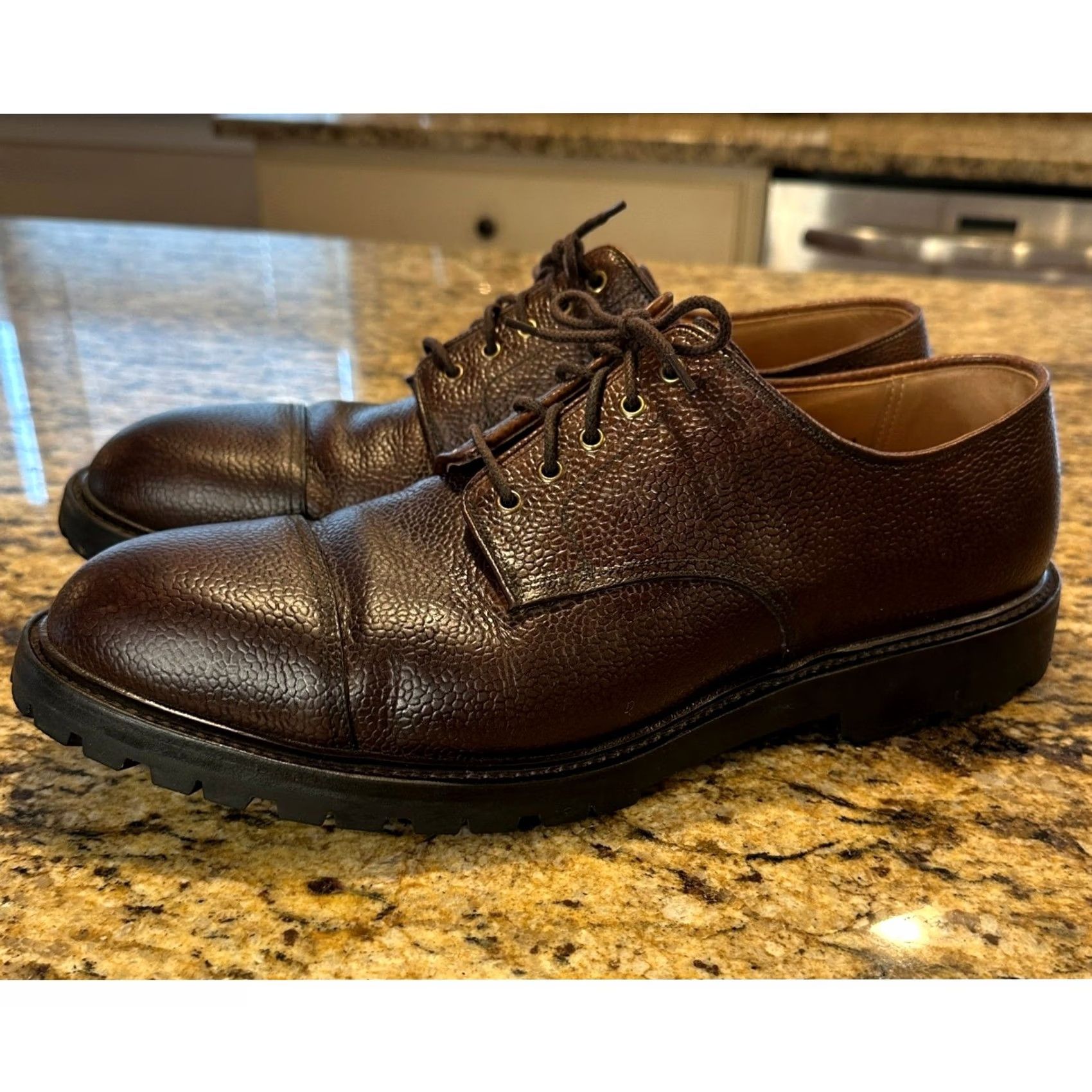 Crockett Jones Mens 10 E Brown Sandhurst Derby Shoes Vibram Roughout Suede Euc, Men's — image 3 of 6