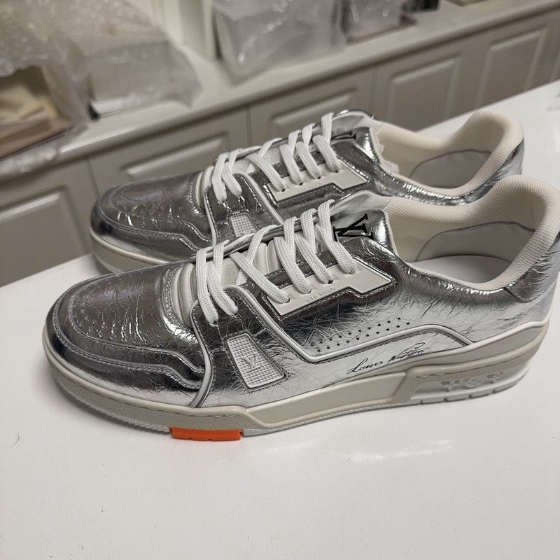 Louis Vuitton Trainer Metallic Silver Sneakers 0079