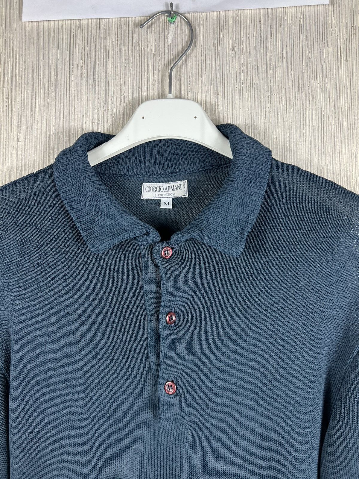 Giorgio Armani Archival Giorgio Armani vintage mesh rayon knit sweater polo Size US M / EU 48-50 / 2 - 12 Thumbnail