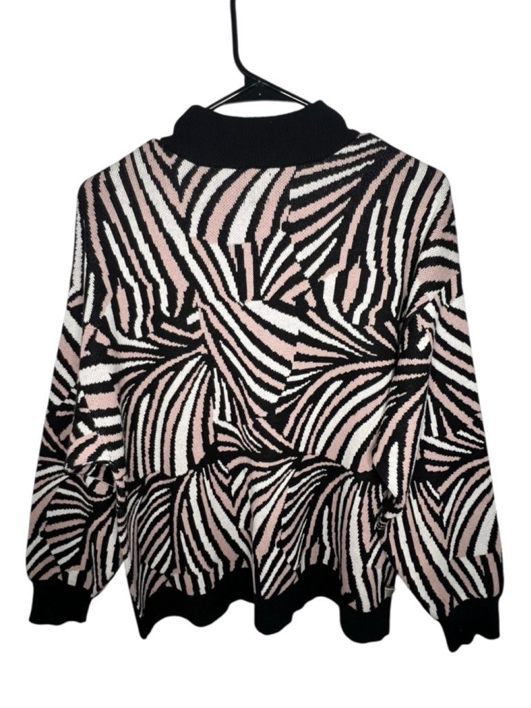 Anne Klein Anne Klein Retro Zebra Print Mock Neck Pullover Sweater Size L / US 10 / IT 46 - 3 Thumbnail