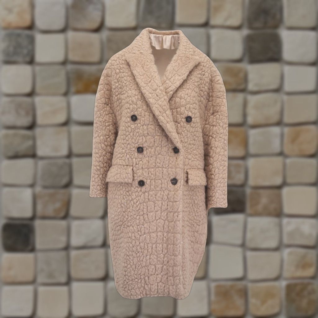 Brunello Cucinelli Brunello Cucinelli Wool Alpaca Croc Jacquard Coat Womens 38 Beige New Size XS / US 0-2 / IT 36-38 - 1 Thumbnail