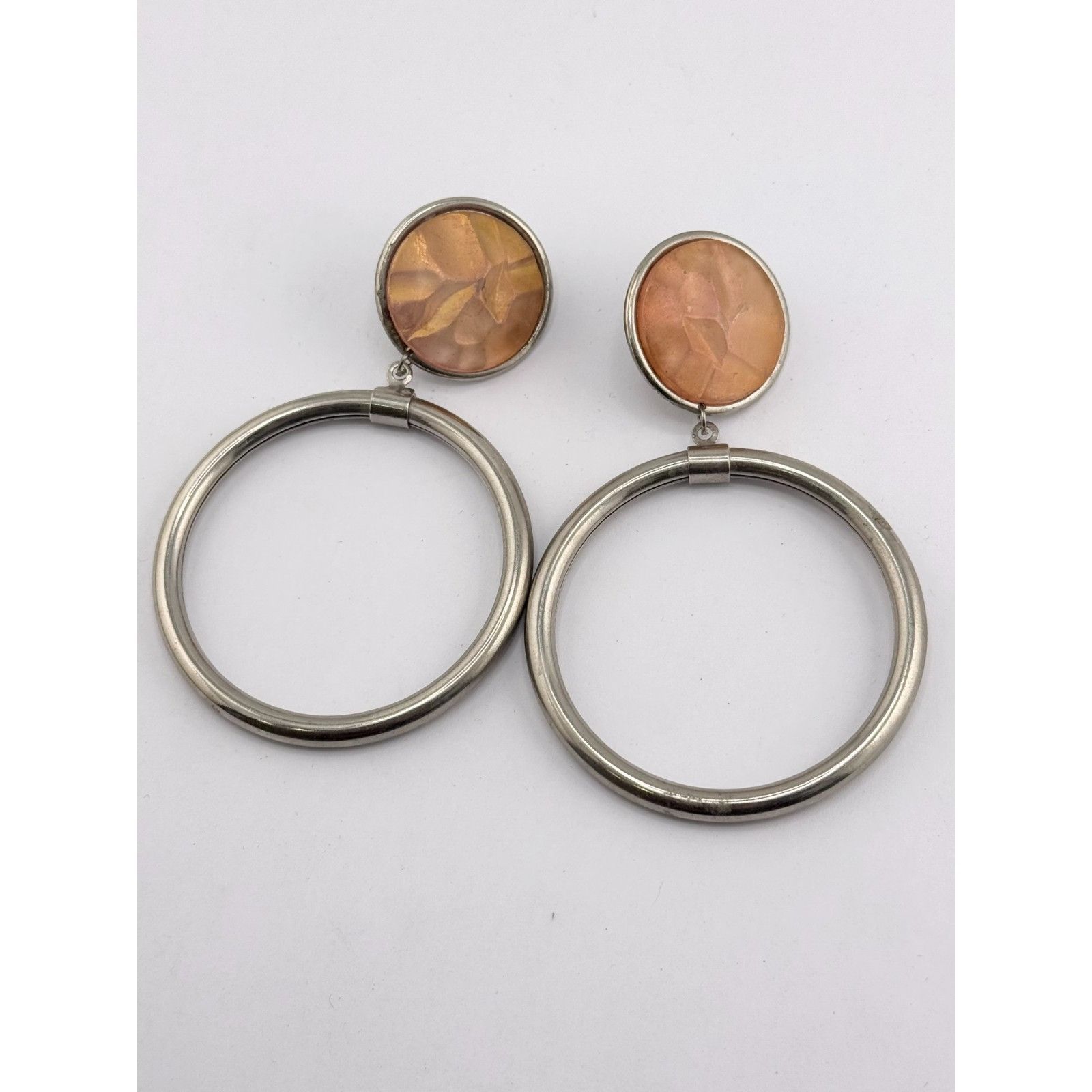 Vintage Vintage pink silver hoop clip on earrings Size ONE SIZE - 2 Thumbnail