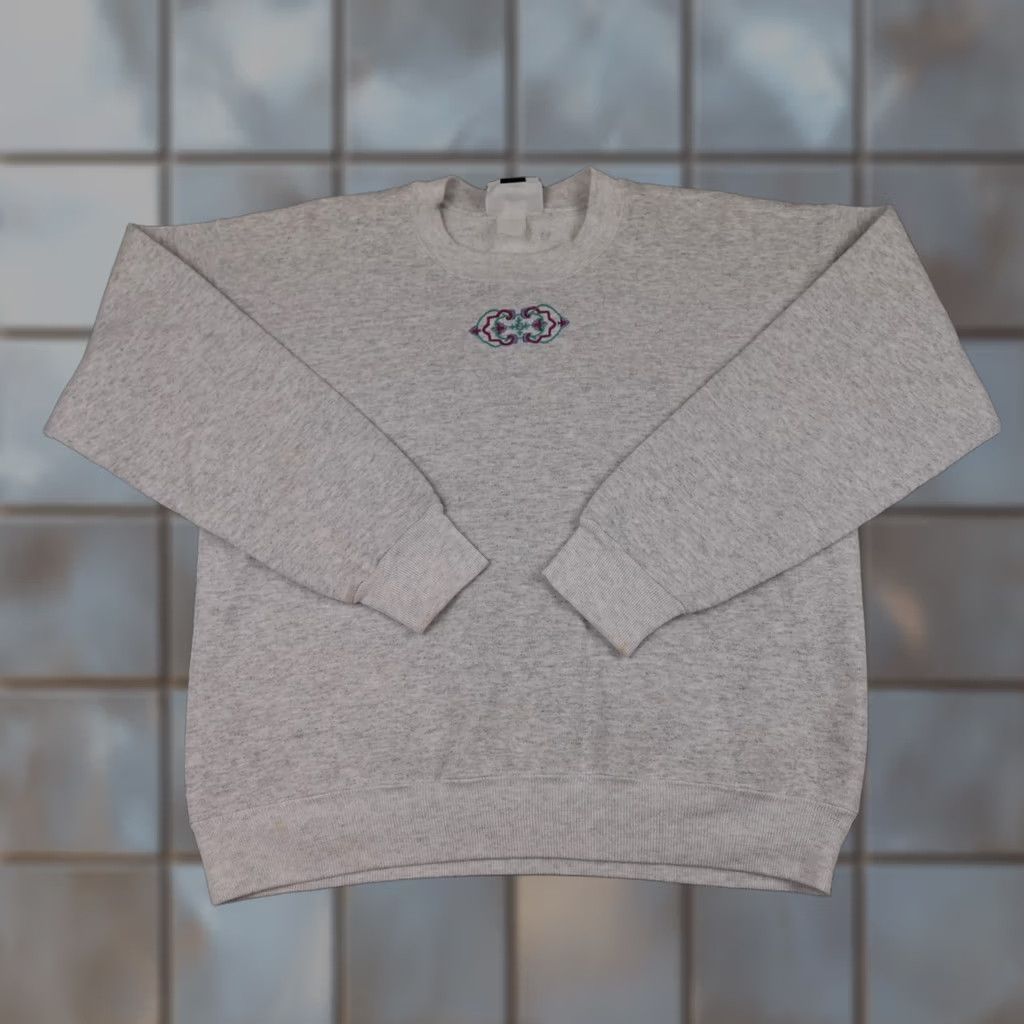 Lee VINTAGE Lee Sweatshirt Womens Large Gray Embroidered Made In USA 90s Crewneck Pullover Sweatshirt Womens Large Gray Embroidered USA 90s Lee Size L / US 10 / IT 46 - 1 Thumbnail
