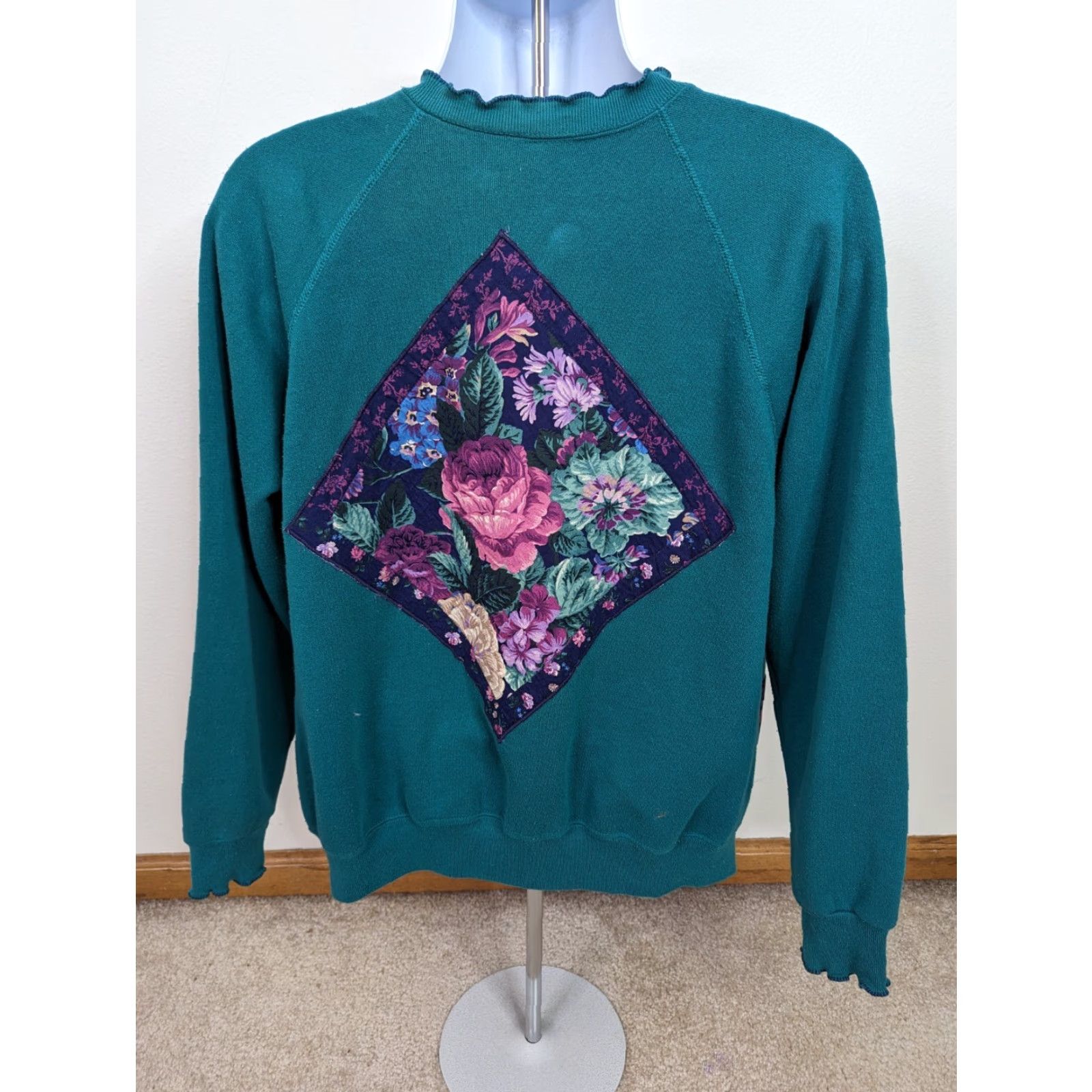 Vintage VINTAGE 90 Cardigan Sweatshirt Unisex Men’s XL Green Grannycore Cottagecore Shirt Adults Men Women Size US L / EU 52-54 / 3 - 3 Thumbnail