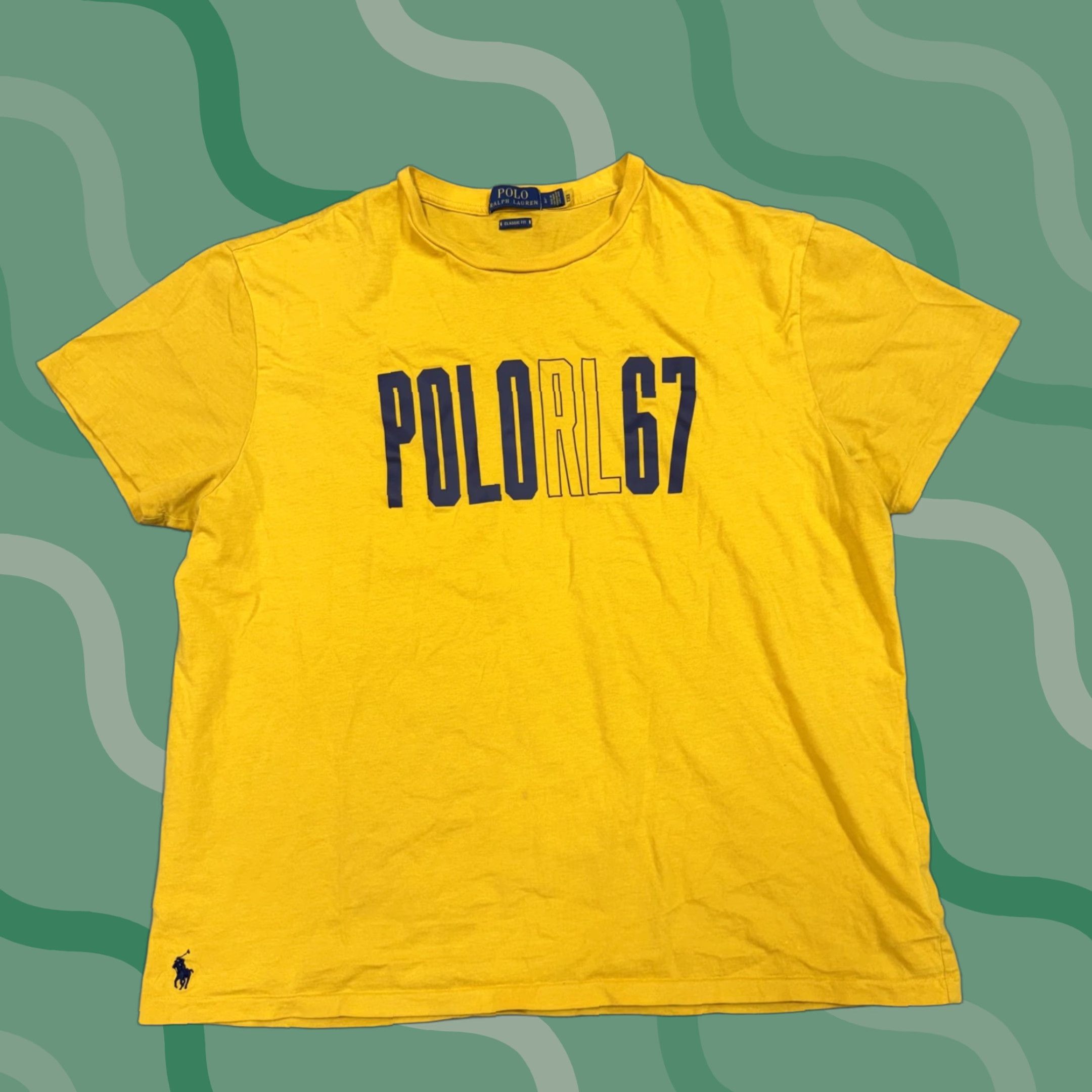 Polo Ralph Lauren Polo Ralph Lauren Shirt Mens Large Yellow RL67 Logo Graphic Tee Classic Fit Size US L / EU 52-54 / 3 - 1 Thumbnail