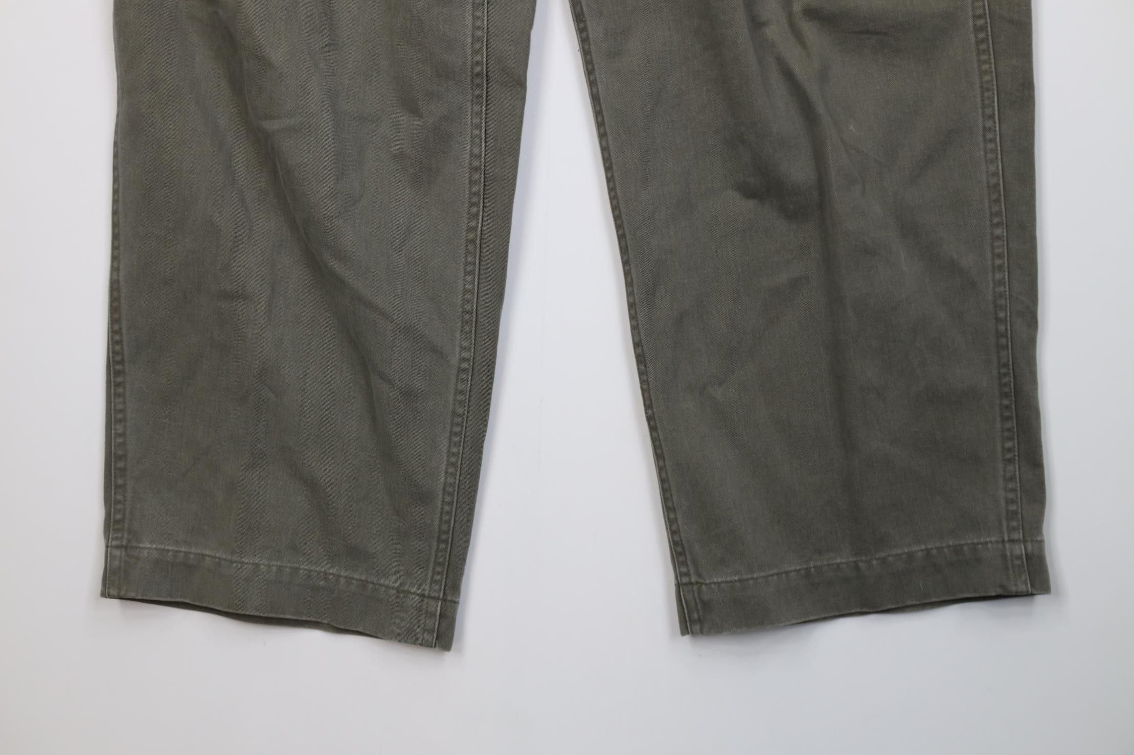 Lee Vintage 90s Y2K Lee Riveted Baggy Wide Leg Cargo Pants Green Size US 36 / EU 52 - 4 Thumbnail