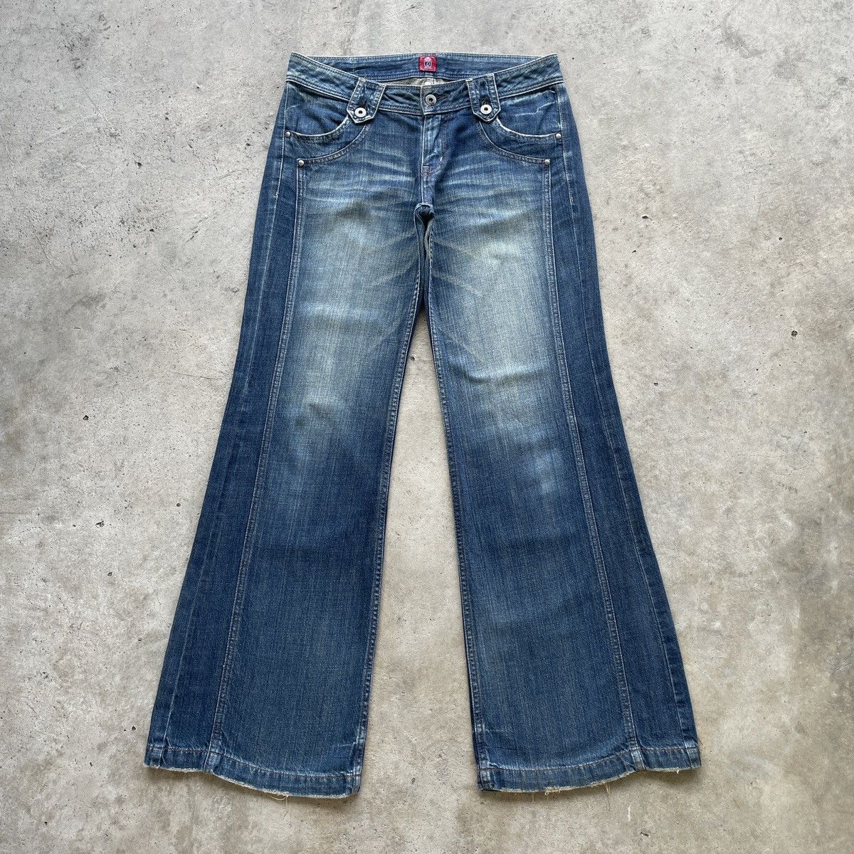 image of Vintage Japanese Flare Faded Bootcut Jeans Denim Pants in Faded Blue, Men's (Size 32)